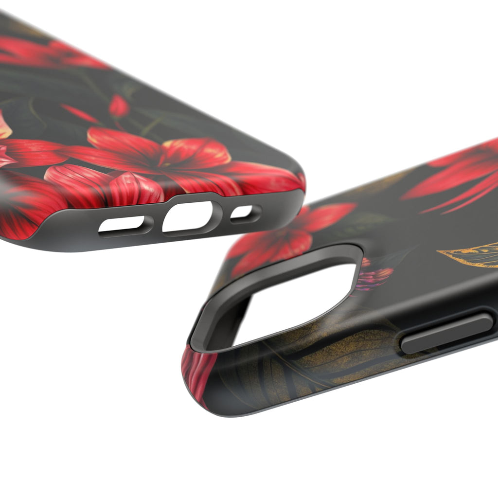 iPhone Black And Crimson Jungle Floral Slim Everyday Designer Case · iPhone Case