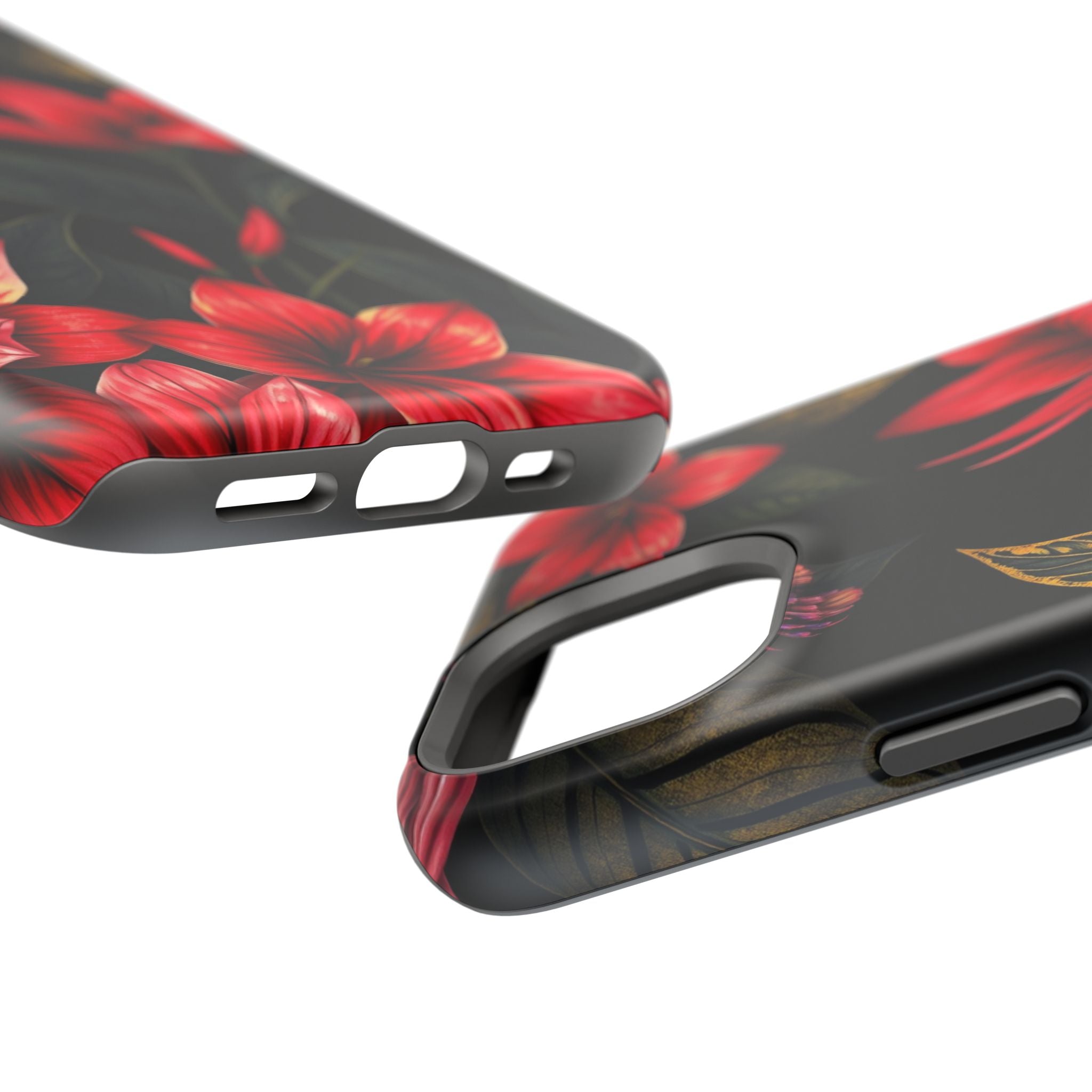 iPhone Black And Crimson Jungle Floral Slim Everyday Designer Case · iPhone Case