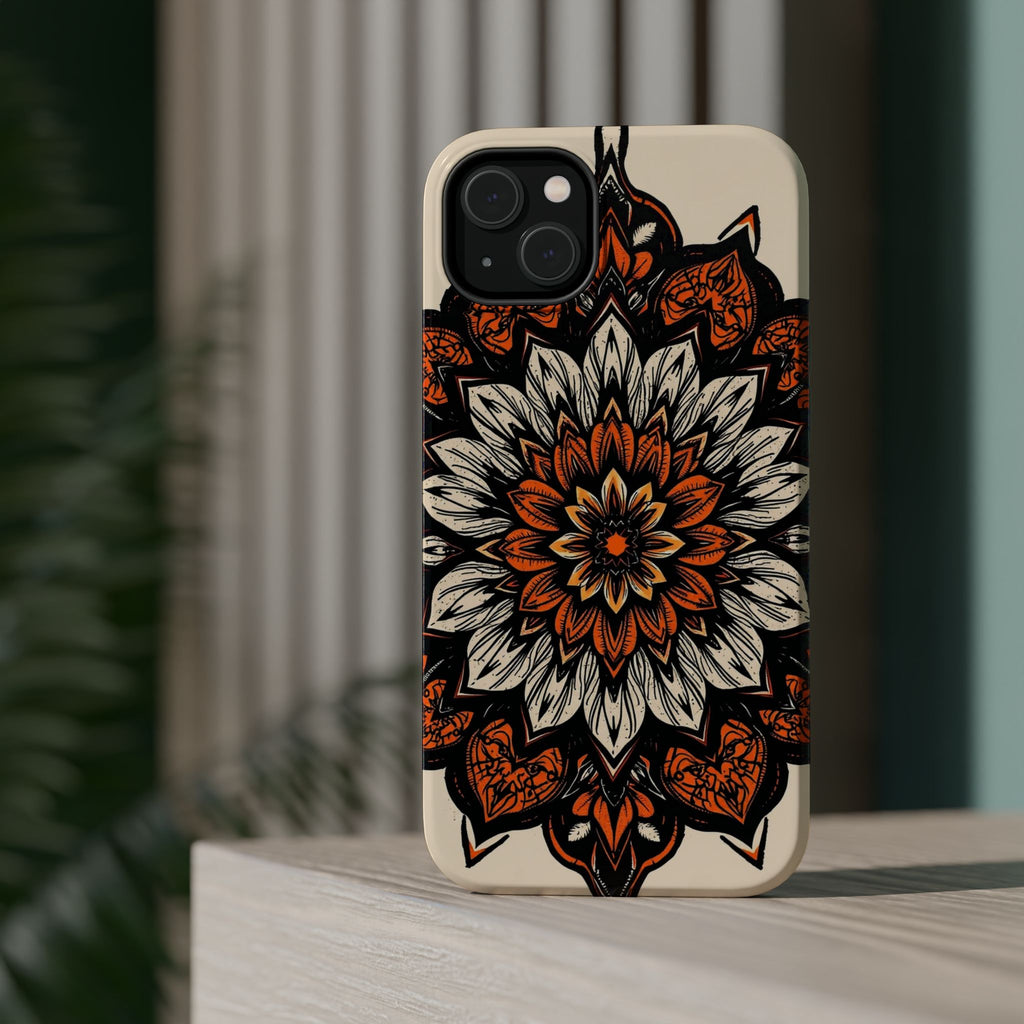 iPhone Burnt Orange And Sand Floral Mandala Slim Snap Cas Carry Case · iPhone Ca