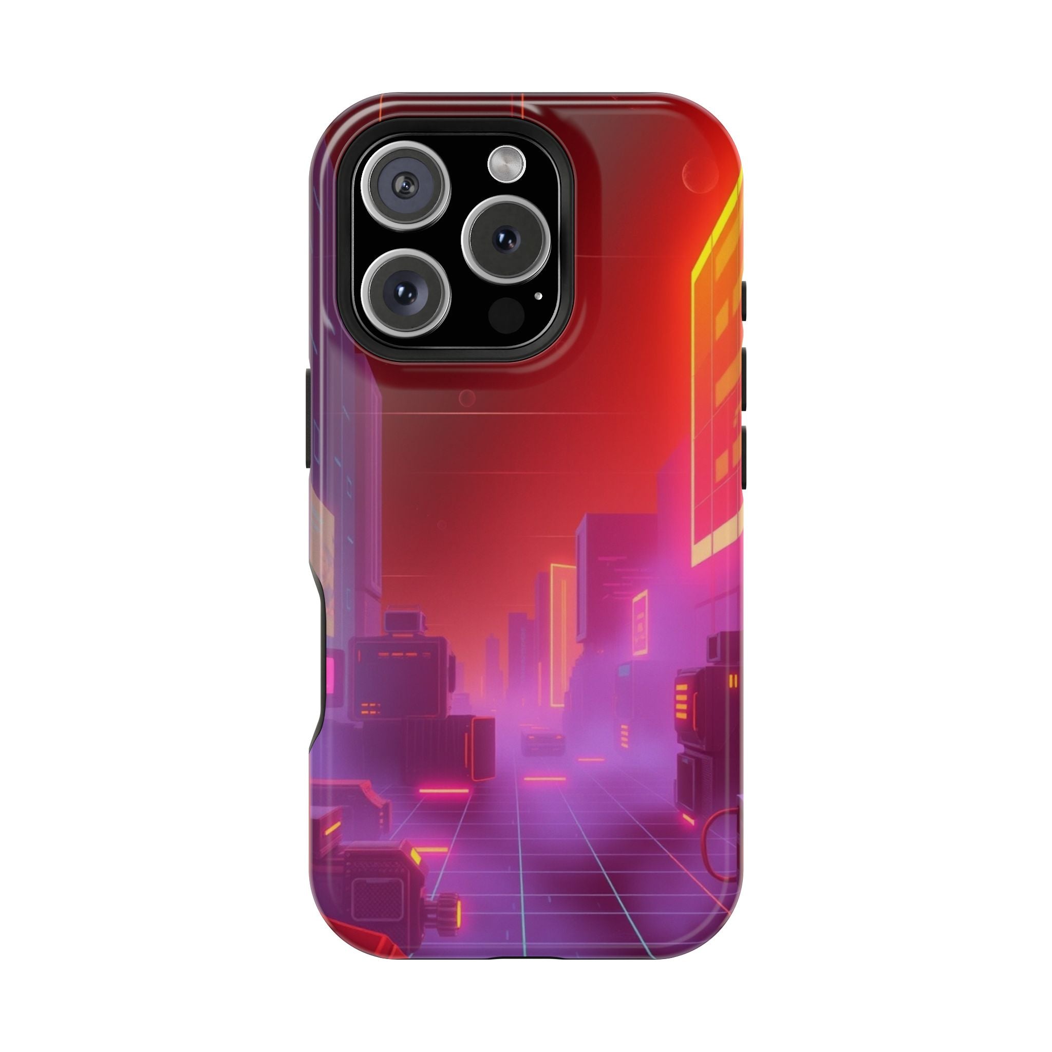 iPhone Dreamy 80s Grid Synthwave Design Slim Everyday Designer Case · iPhone Cas