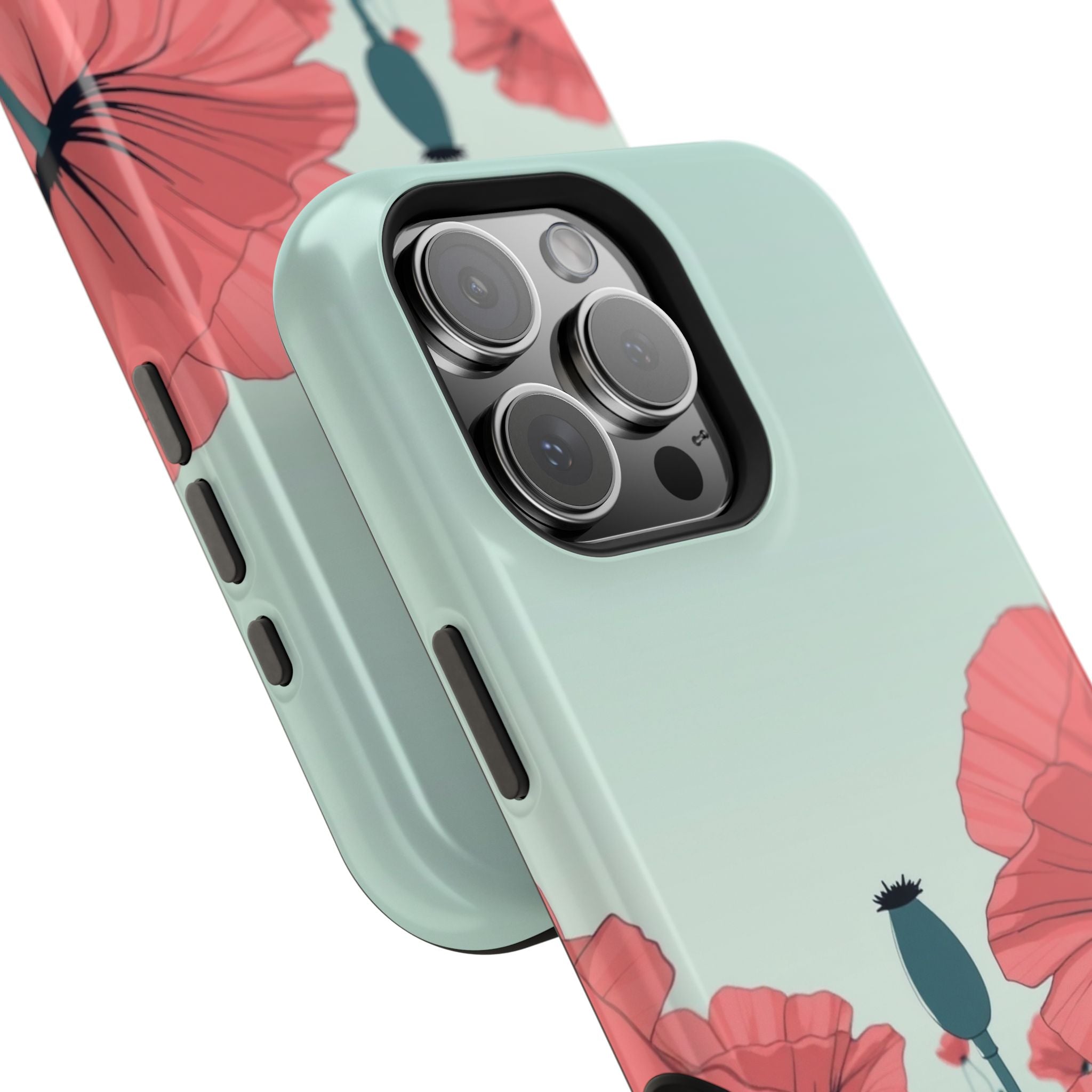 iPhone Mint And Blush Poppy Field Bold Modern Everyday Snap Case · iPhone Case