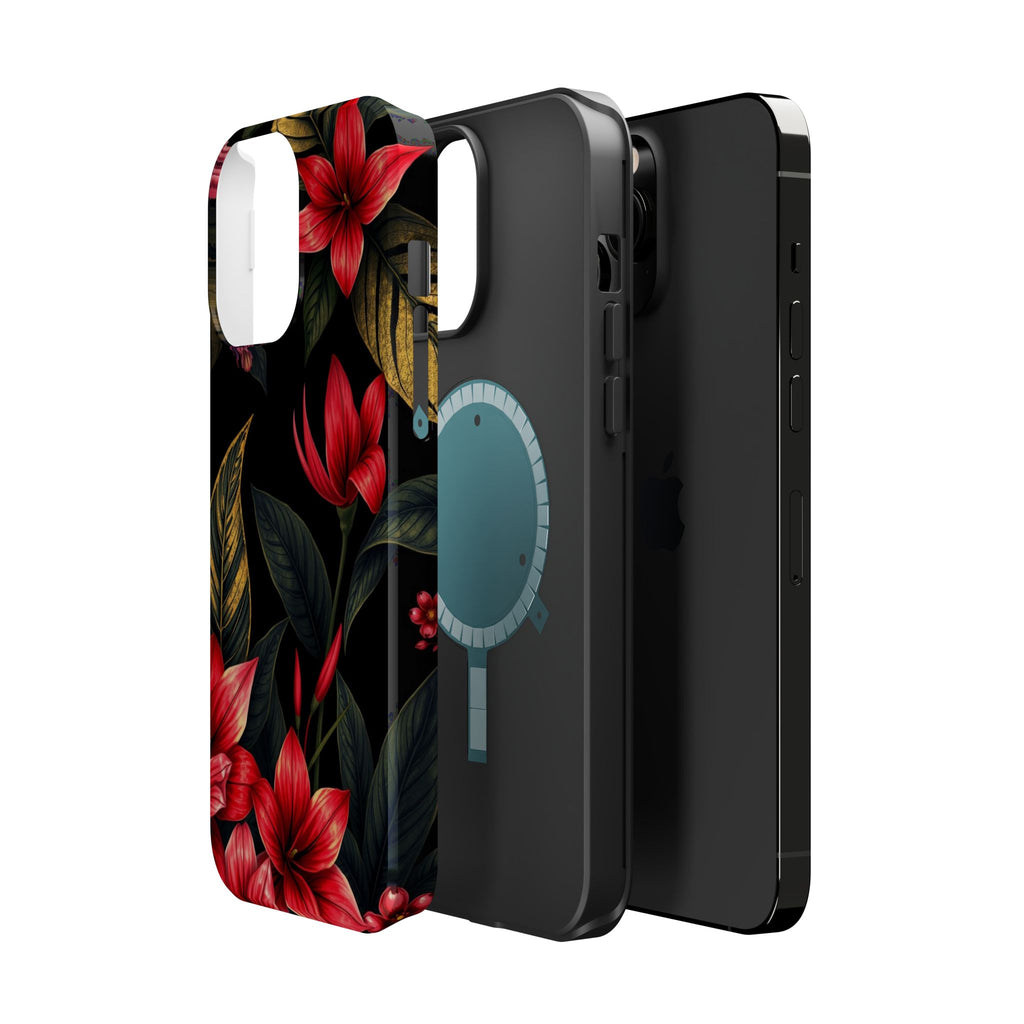iPhone Black And Crimson Jungle Floral Slim Everyday Designer Case · iPhone Case
