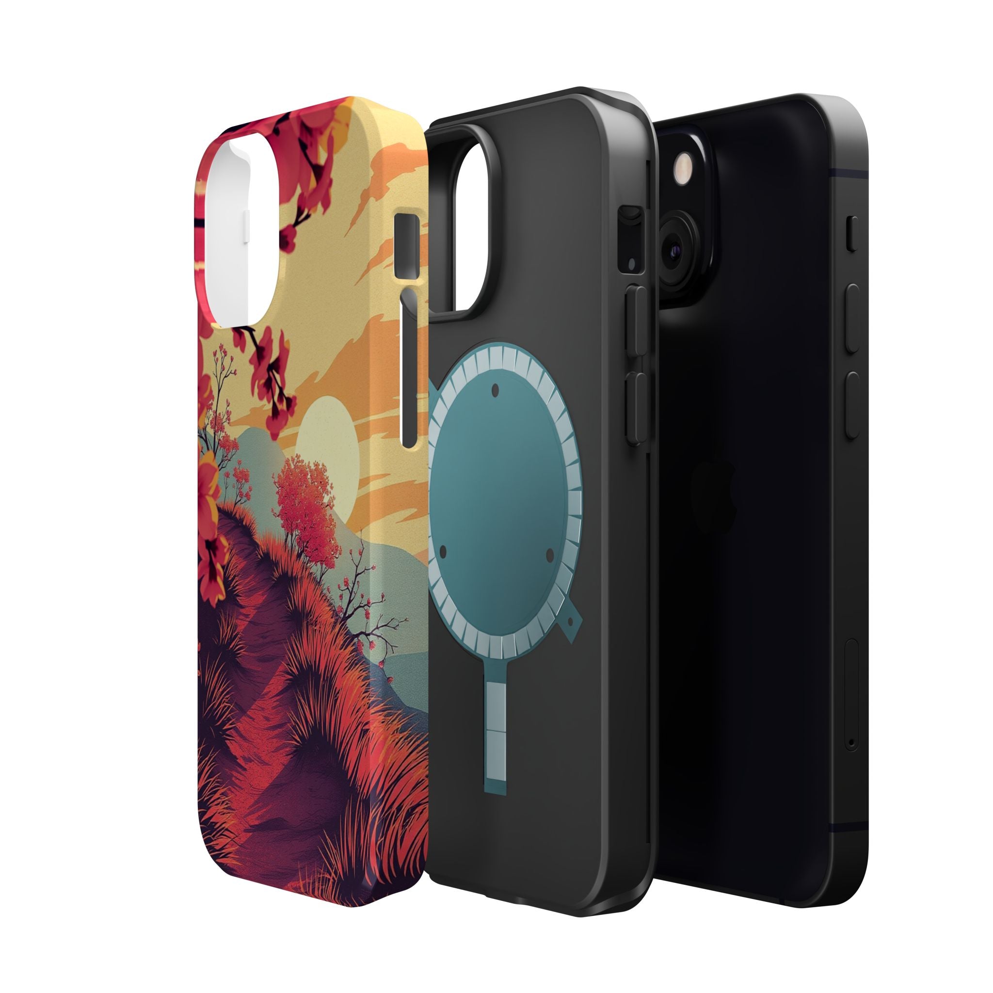 iPhone Sunset Amber And Peach Blossom Trail Soft iPhone 15 Finish · iPhone Case