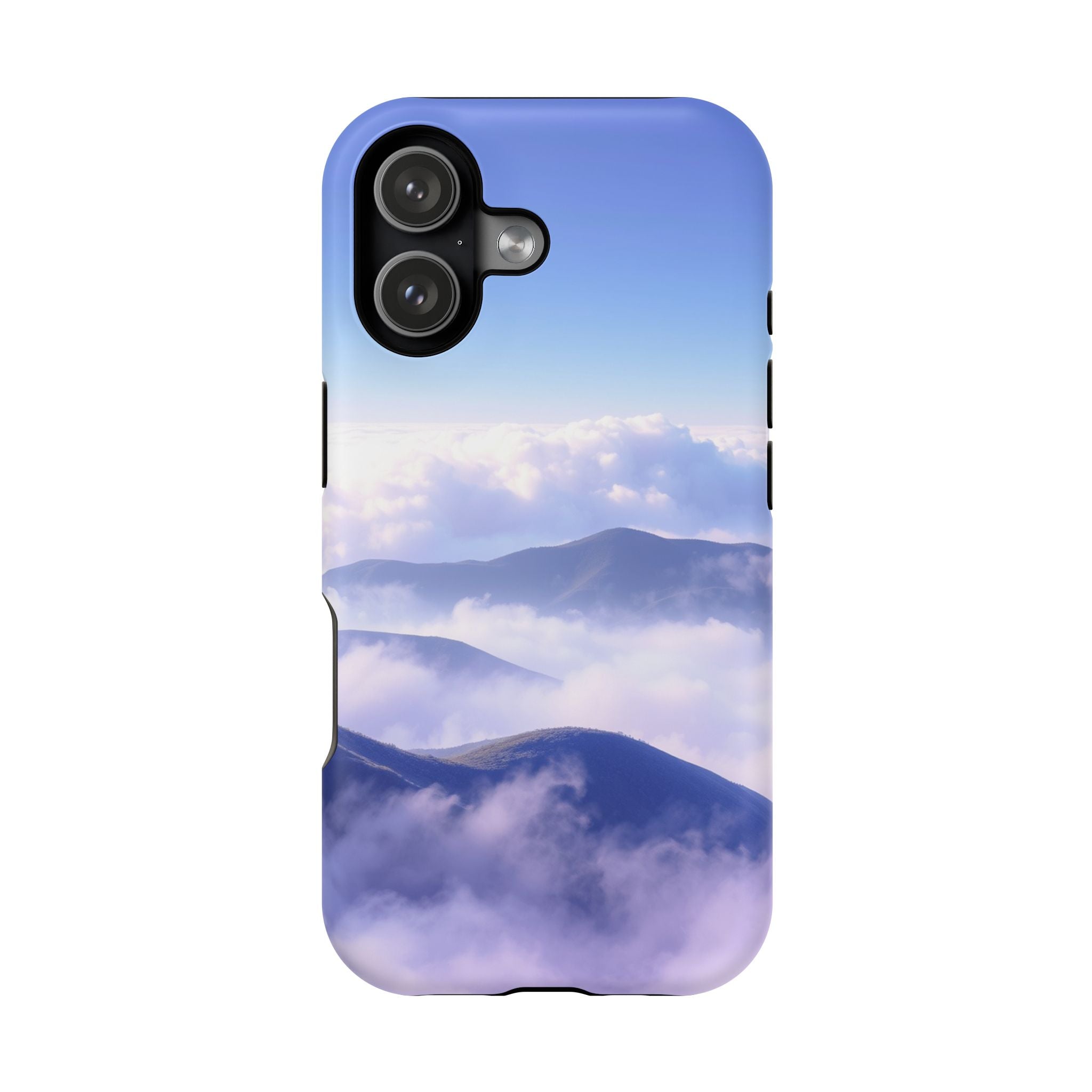 iPhone Dreamy Fog Rolling Over Hills Design Soft iPhone 20 Finish · iPhone Case