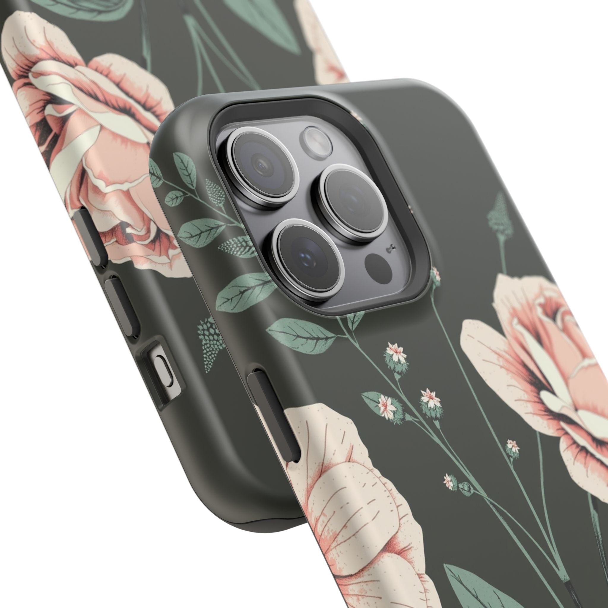 iPhone Mint And Blush Vintage Botanical Print Slim Everyday Designer Case · iPho
