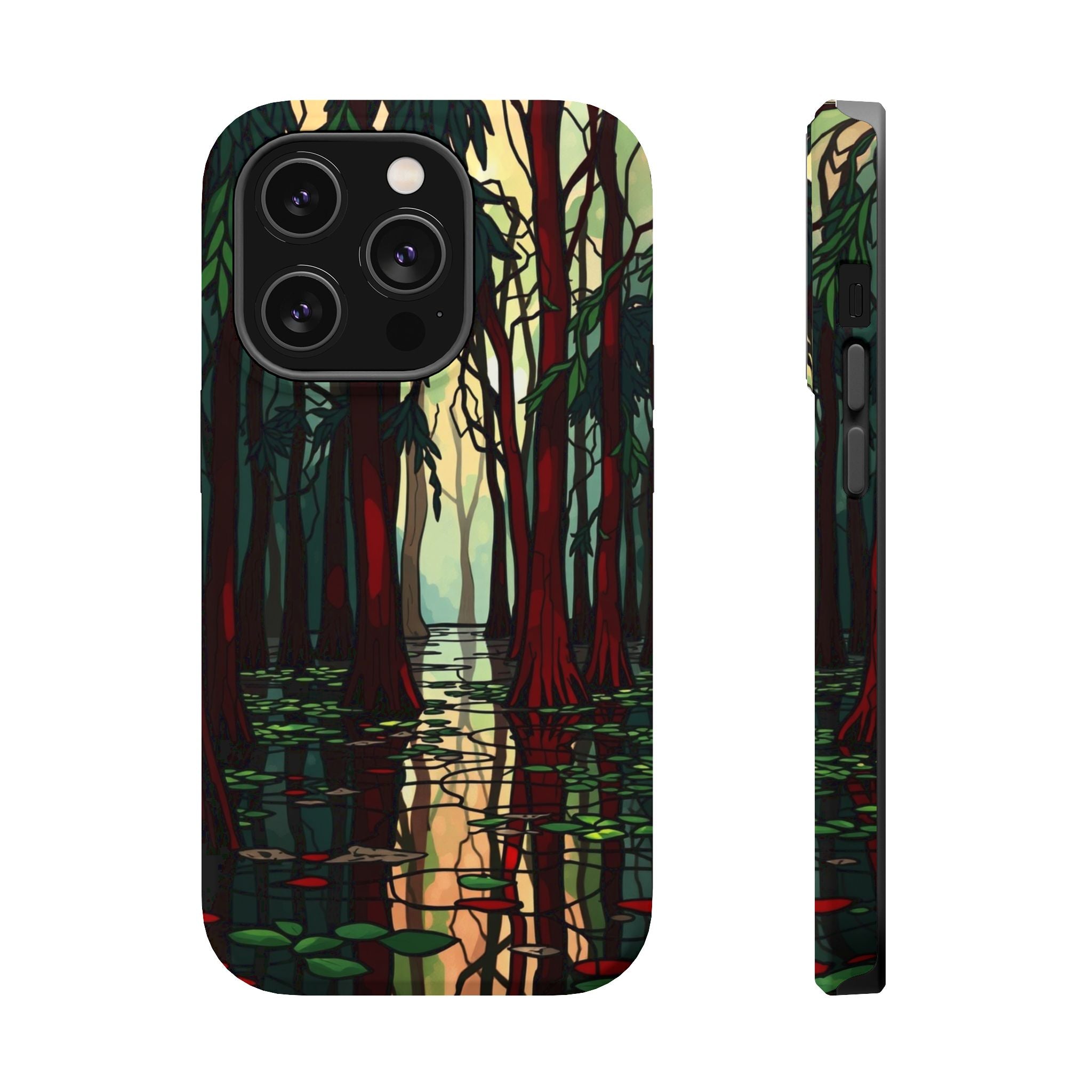 iPhone Black And Crimson Cypress Swamp Slim Everyday Designer Case · iPhone Case