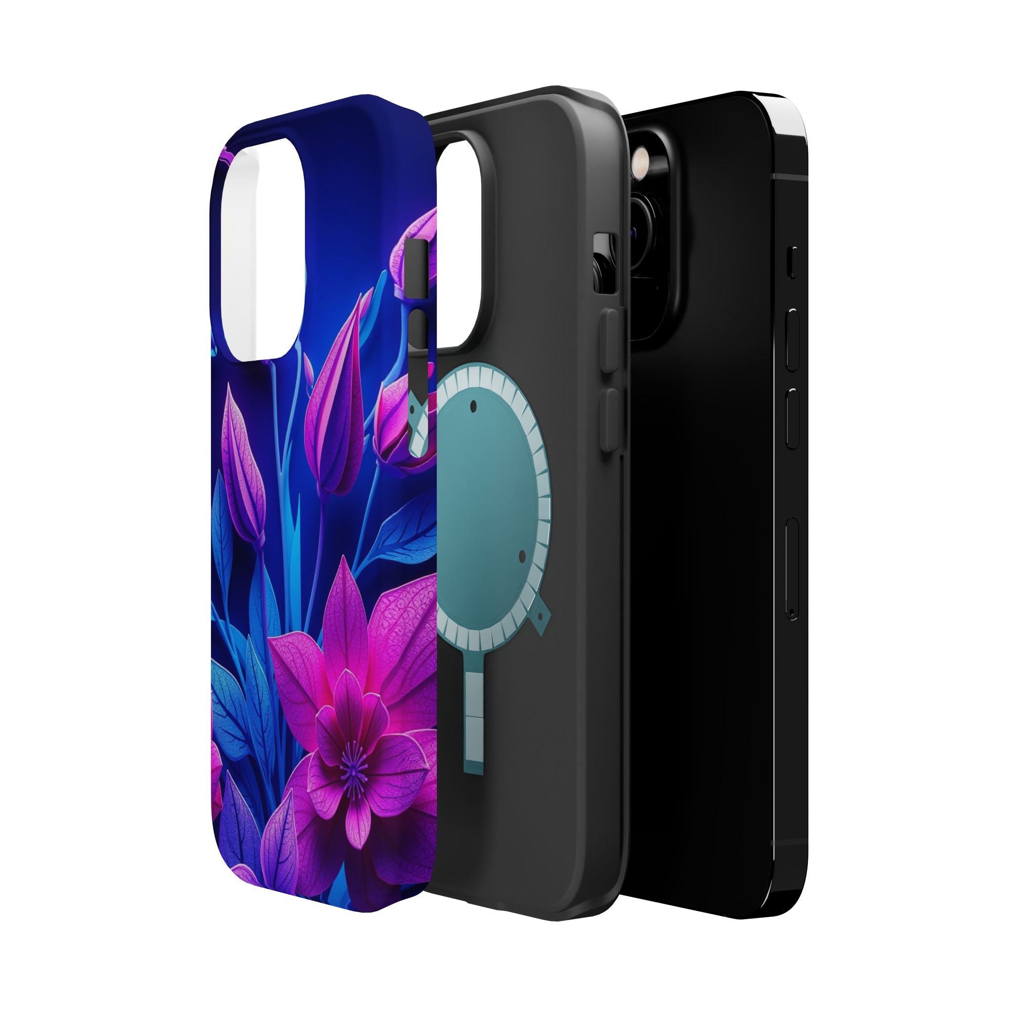 iPhone Neon Floral Paper Cut Art Bold Modern Everyday Snap Case · iPhone Case