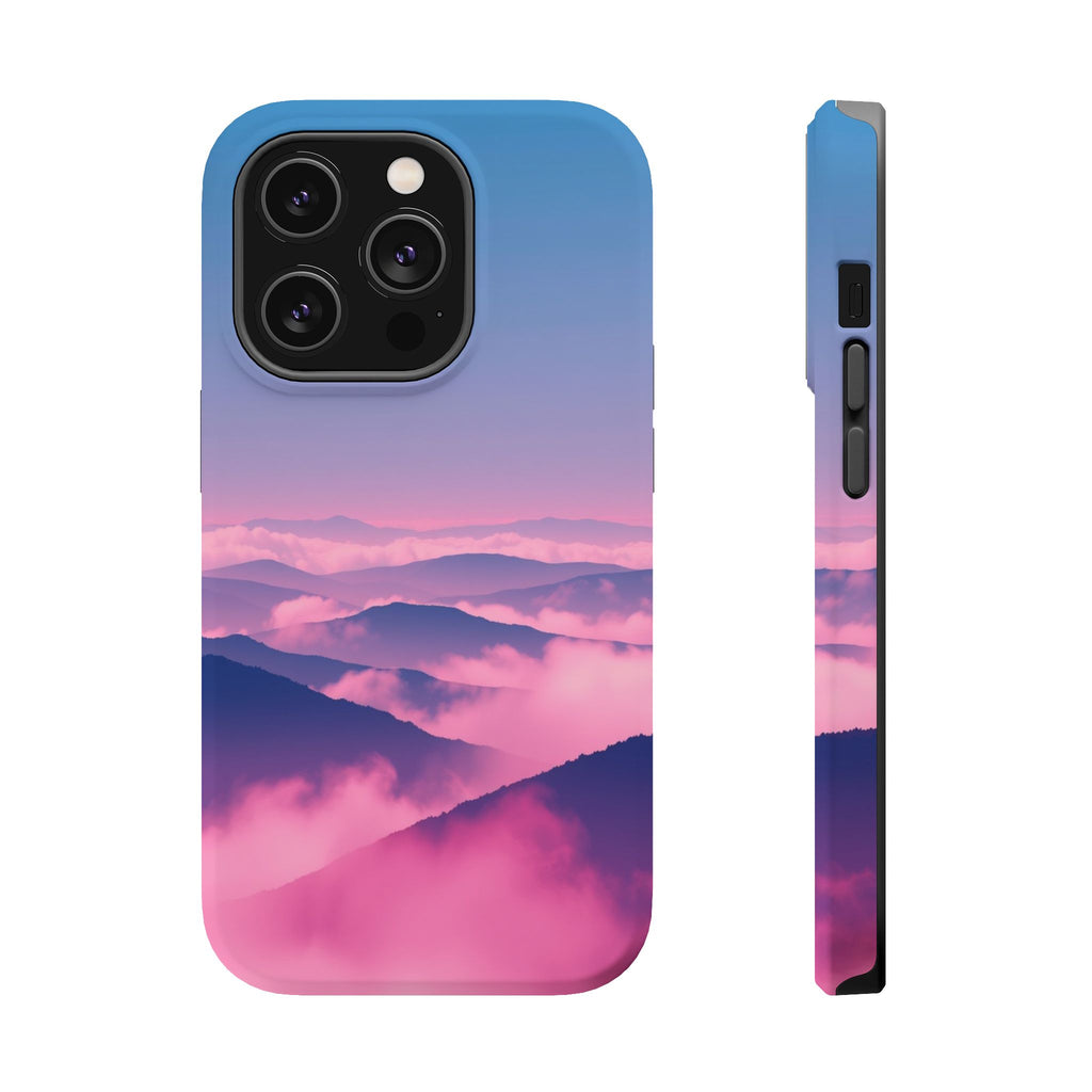 iPhone Dreamy Fog Rolling Over Hills Design Soft iPhone 19 Finish · iPhone Case