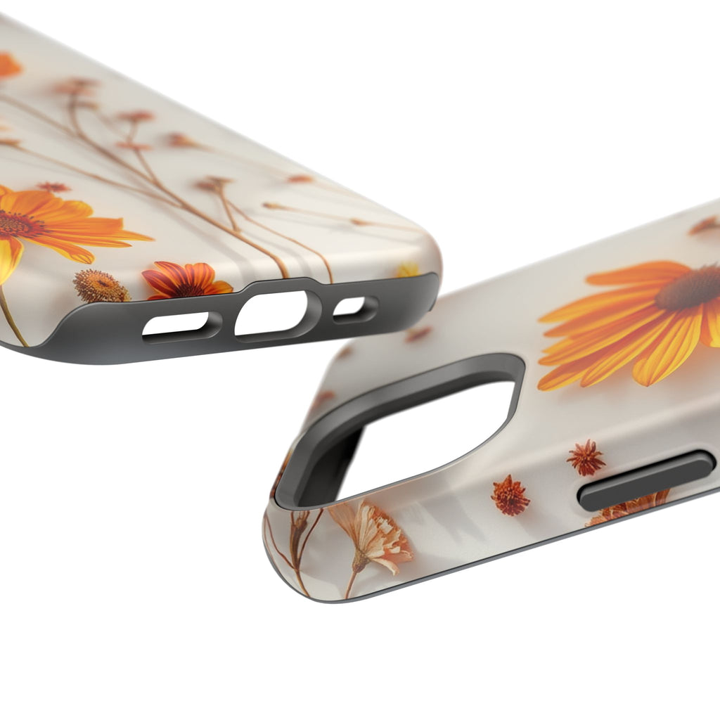 iPhone Mustard And Rust Dried Flower Flat Lay Carry Case Slim Snap Case · iPhone
