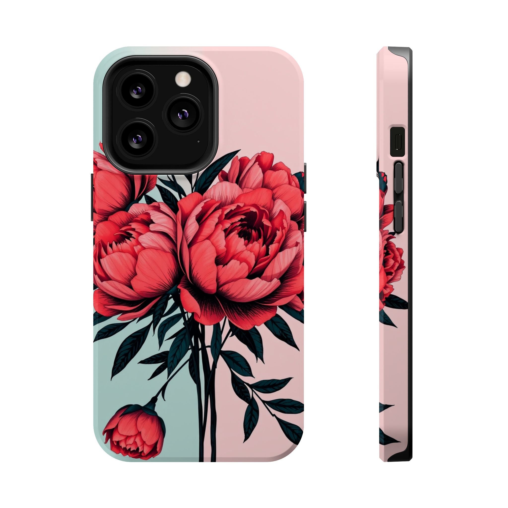 iPhone Teal And Coral Peony Bouquet Artistic Everyday Cas Slim Snap Case · iPhon