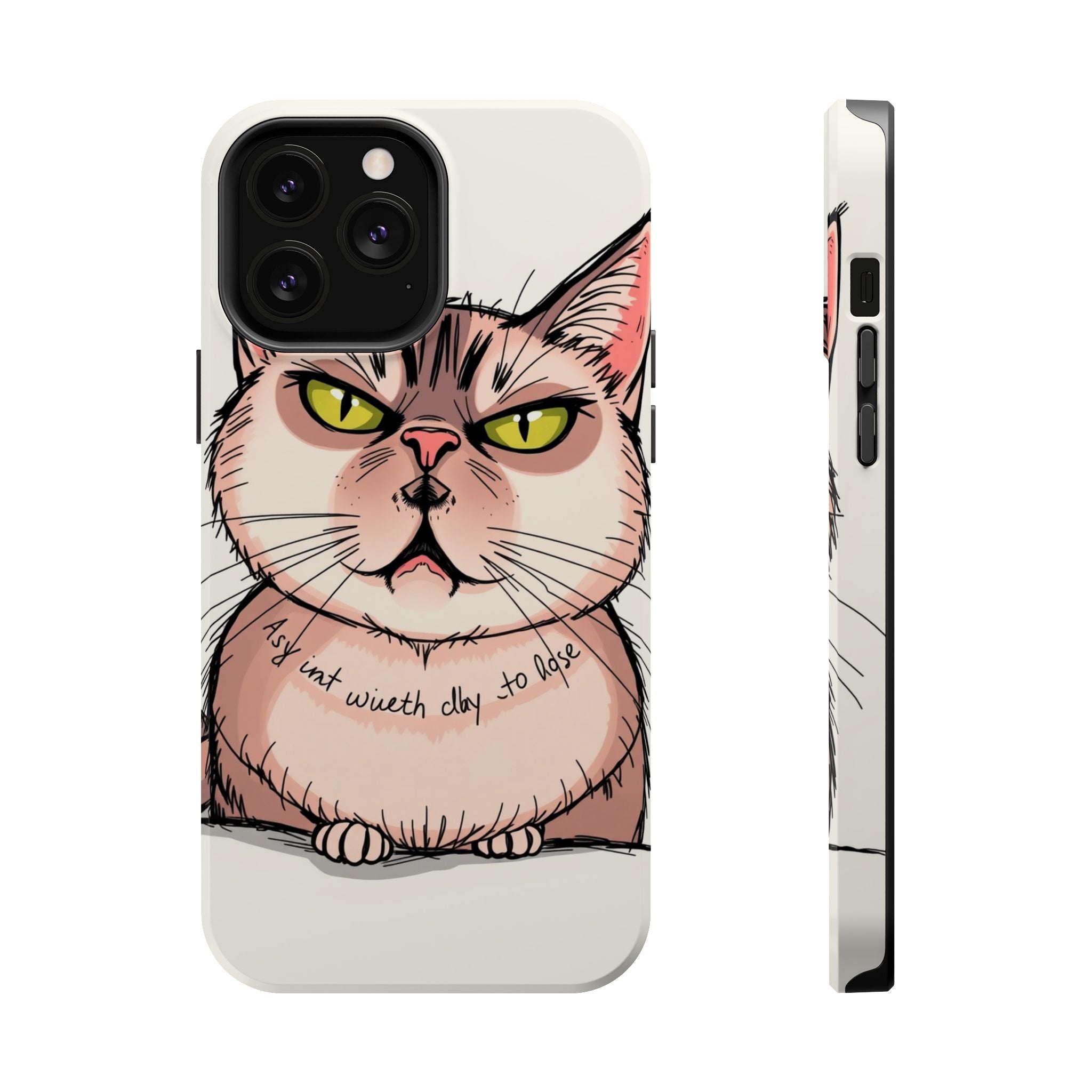 iPhone Sarcastic Cat Verdict Hand-Drawn Sketch Soft Finish Everyday Case · iPhon