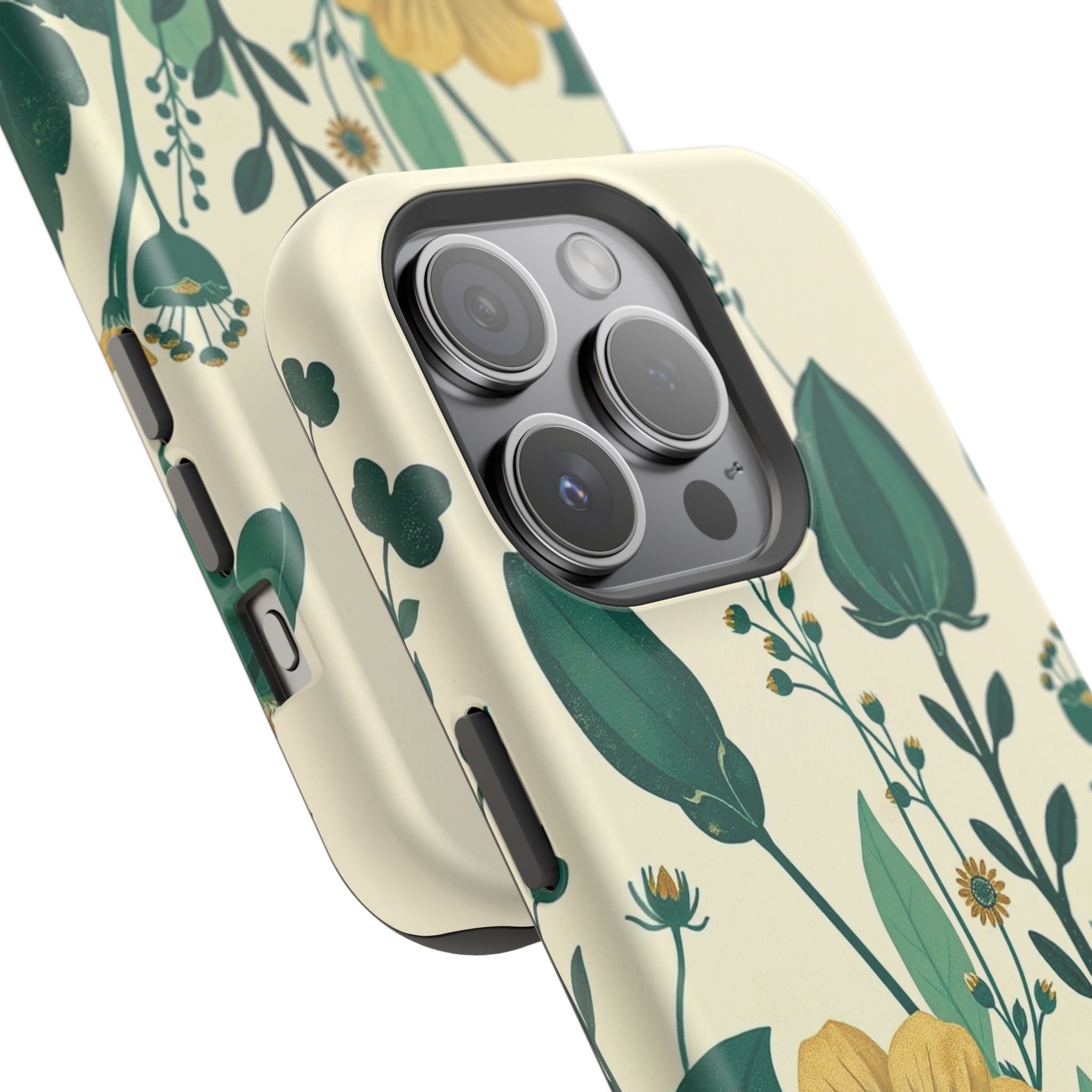 iPhone Emerald Green And Gold Pressed Botanicals Clean iPhone Minimal · iPhone C