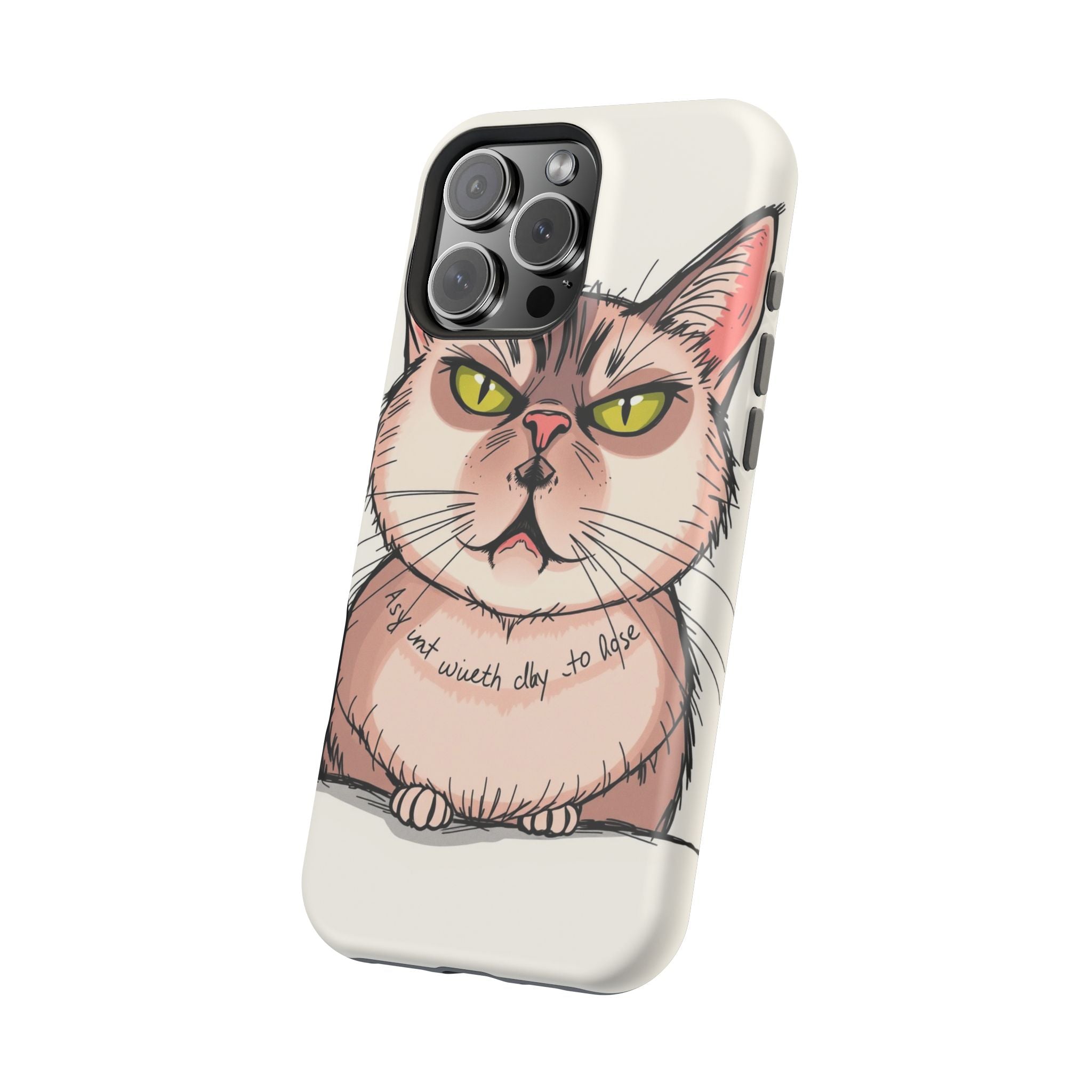 iPhone Sarcastic Cat Verdict Hand-Drawn Sketch Soft Finish Everyday Case · iPhon