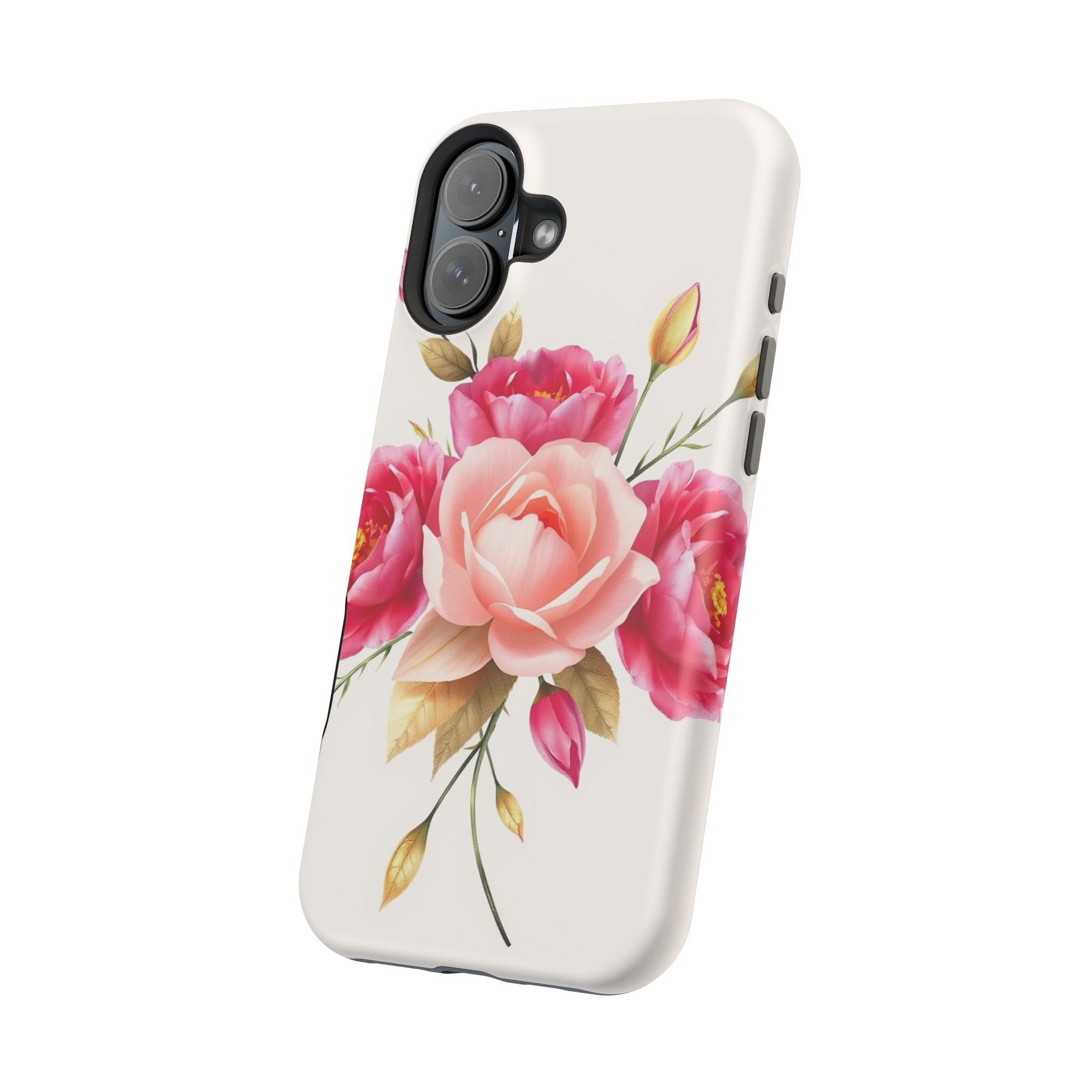 iPhone Rose Pink And Cream Neon Floral Slim Everyday Designer Case · iPhone Case