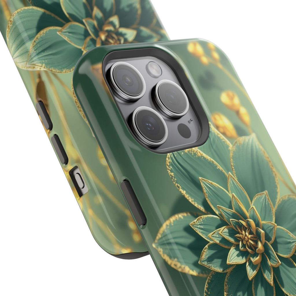 iPhone Floral Gold Foil Pixel Art -Bit Slim Everyday Designer Case · iPhone Case