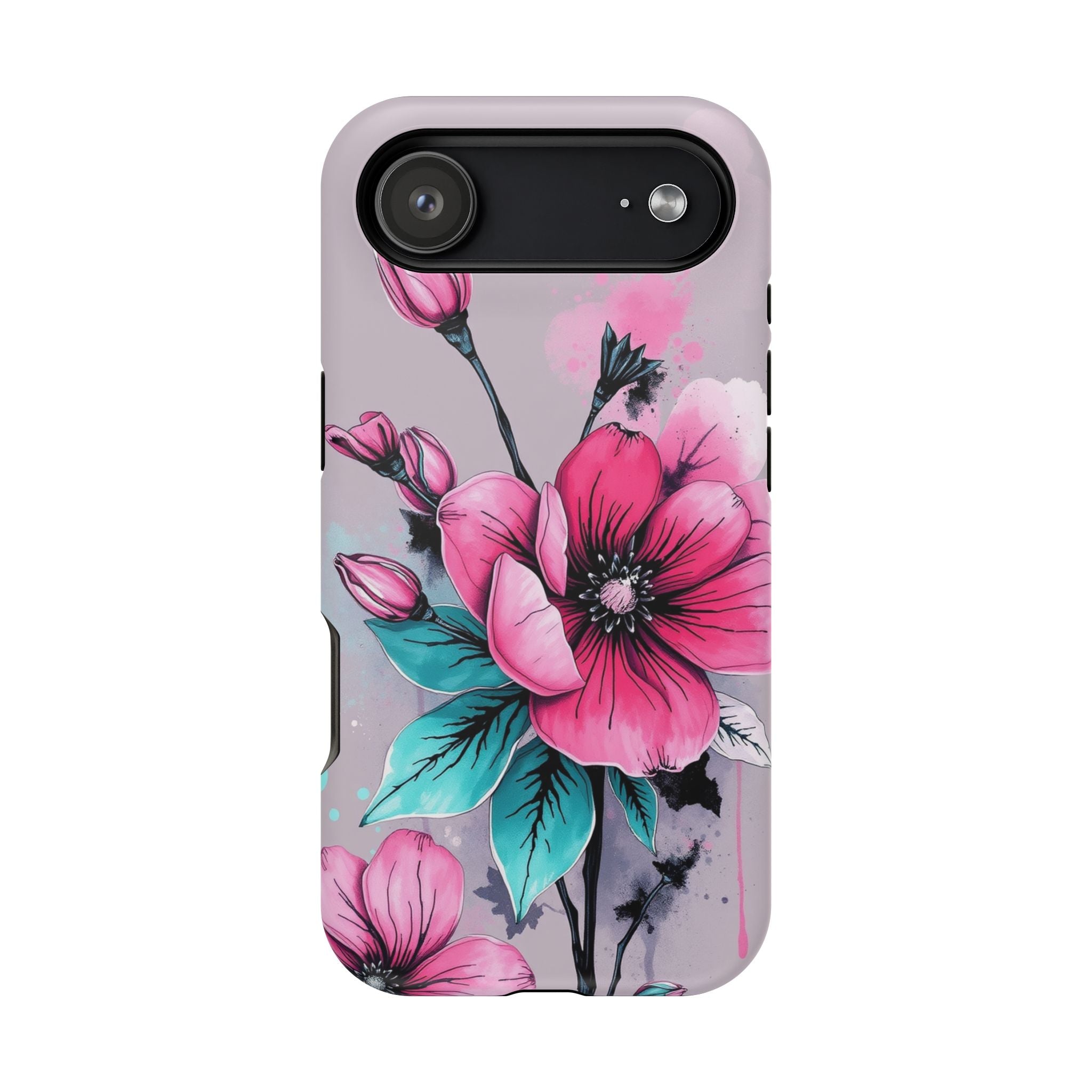 iPhone Mint And Blush Floral Ink Wash Slim Everyday Designer Case · iPhone Case