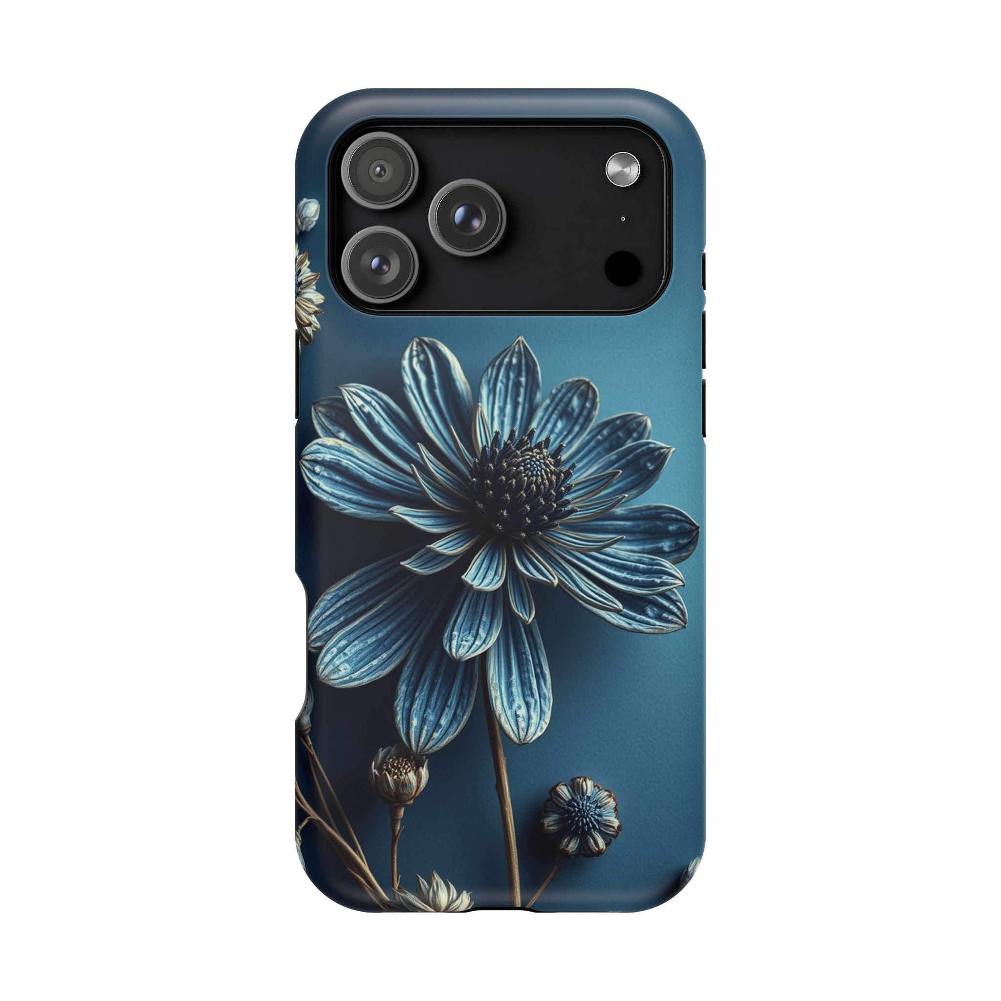 iPhone Midnight Blue And Silver Dried Flower Flat Lay iPhone 15 · iPhone Case