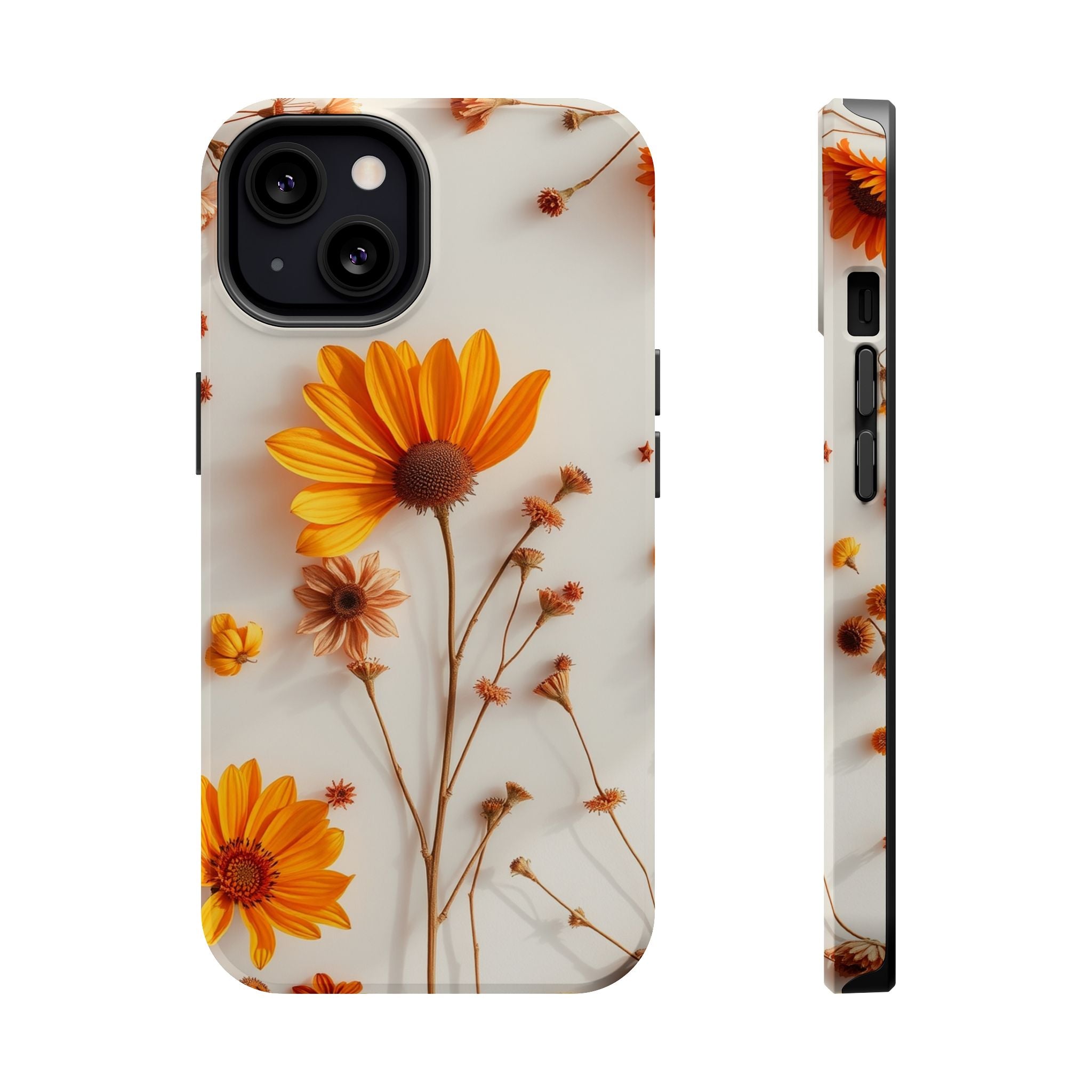 iPhone Mustard And Rust Dried Flower Flat Lay Carry Case Slim Snap Case · iPhone