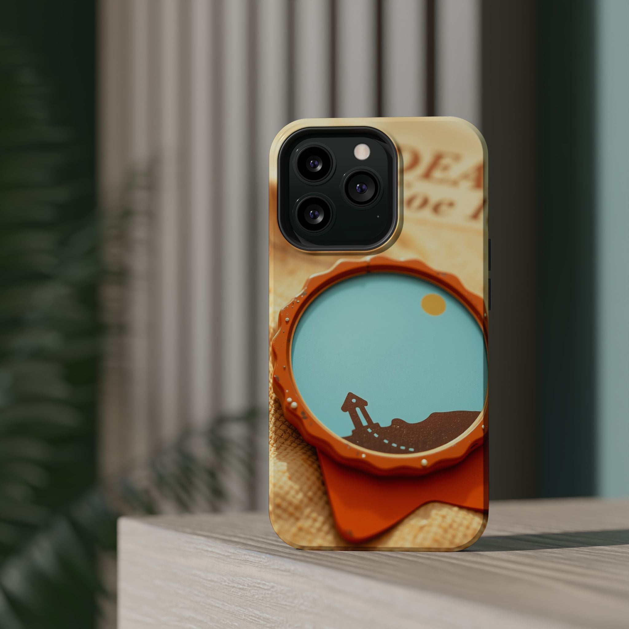 iPhone Burnt Orange And Sand Retro Travel Badge Soft Finish Everyday Case · iPho