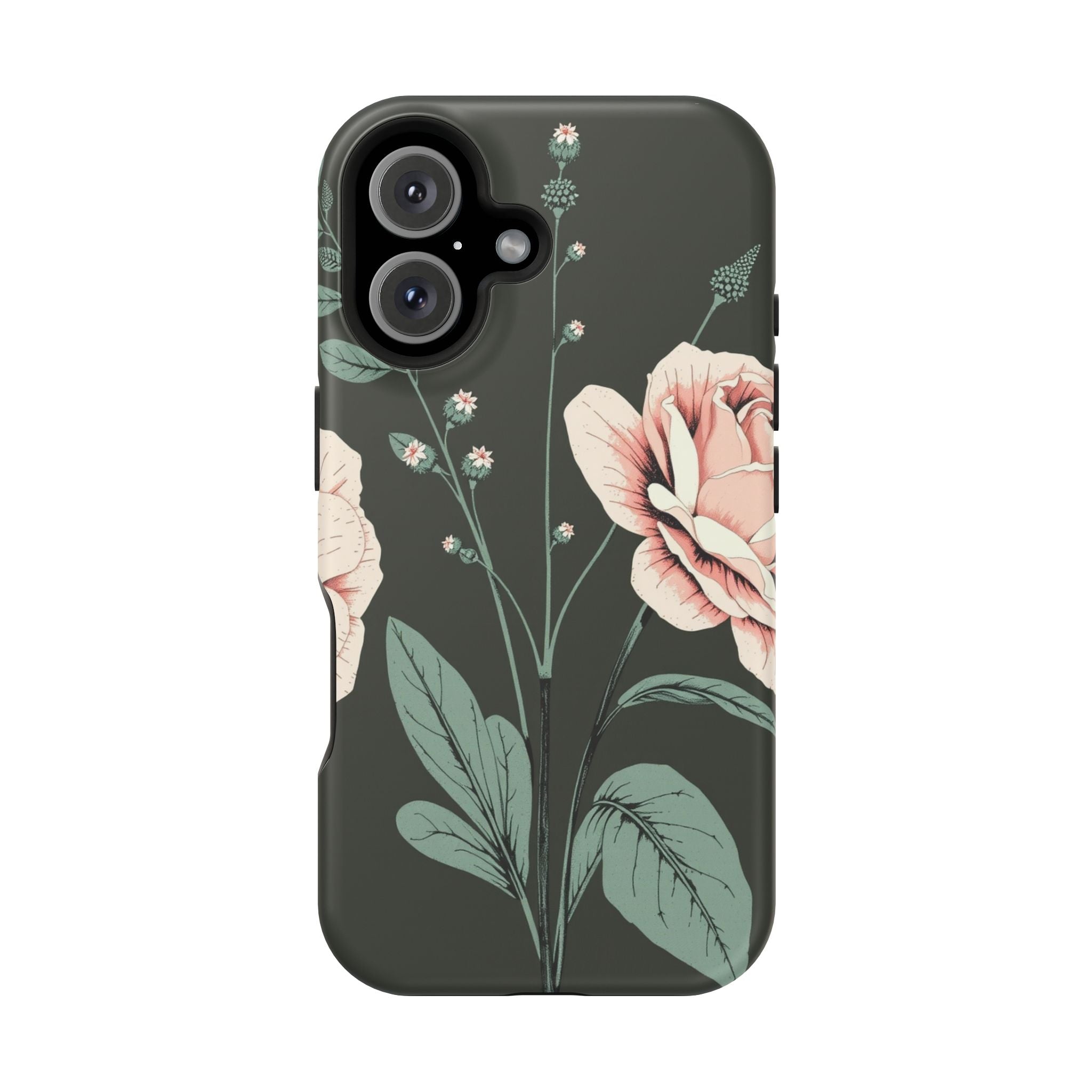 iPhone Mint And Blush Vintage Botanical Print Slim Everyday Designer Case · iPho