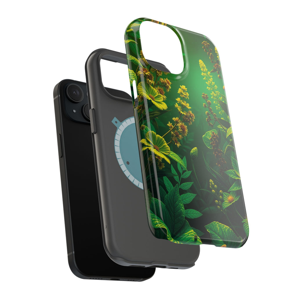 iPhone Emerald Green And Gold Vintage Botanicals Print Slim Snap Case · iPhone C