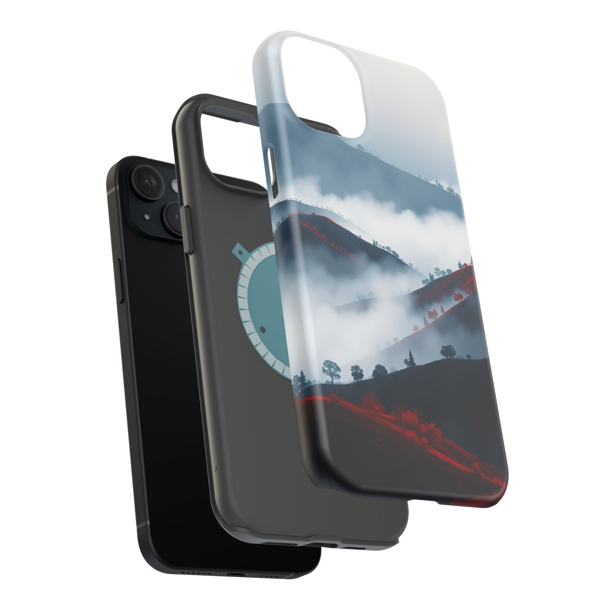 iPhone Black And Crimson Fog Rolling Over Hills Soft iPhone Finish · iPhone Case