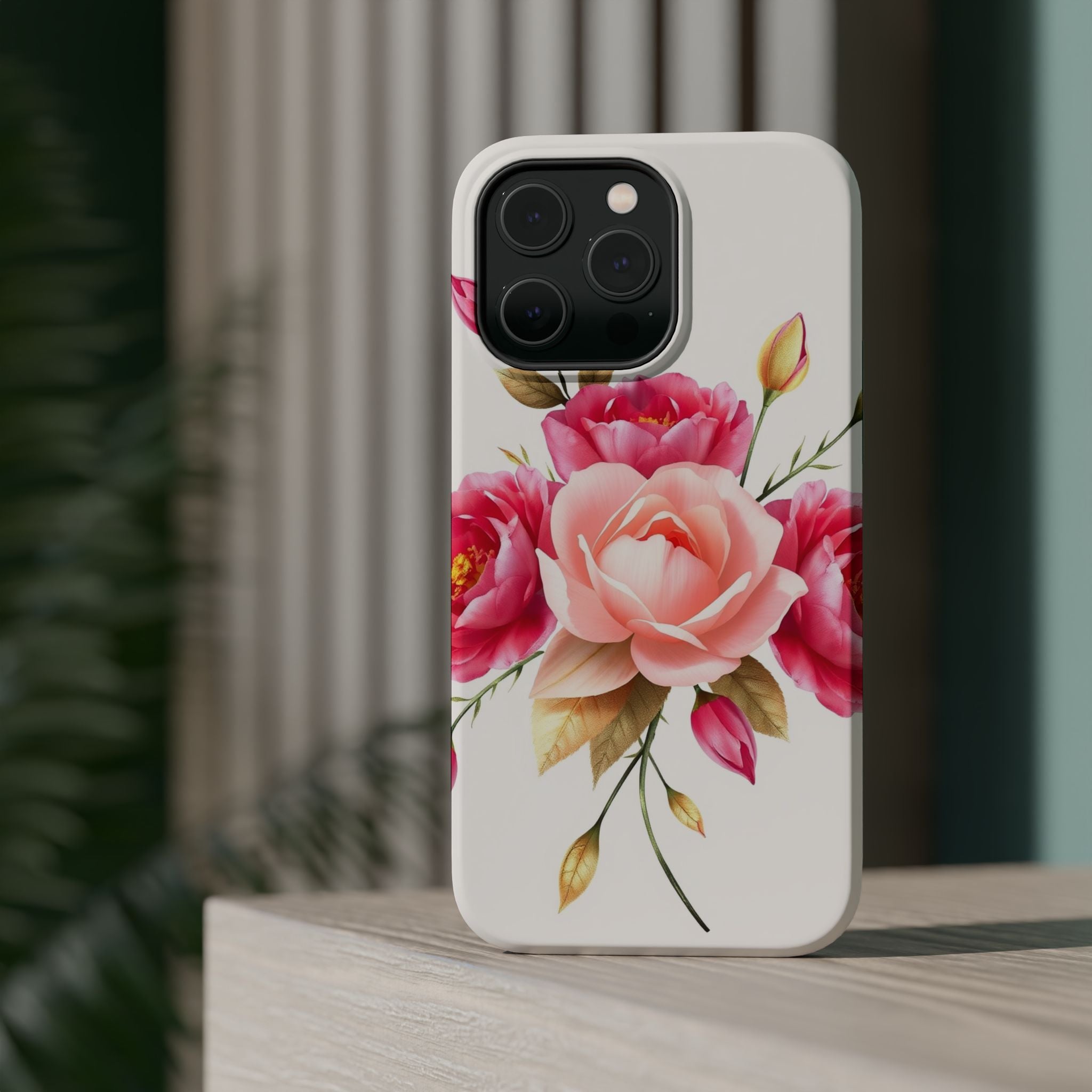iPhone Rose Pink And Cream Neon Floral Slim Everyday Designer Case · iPhone Case