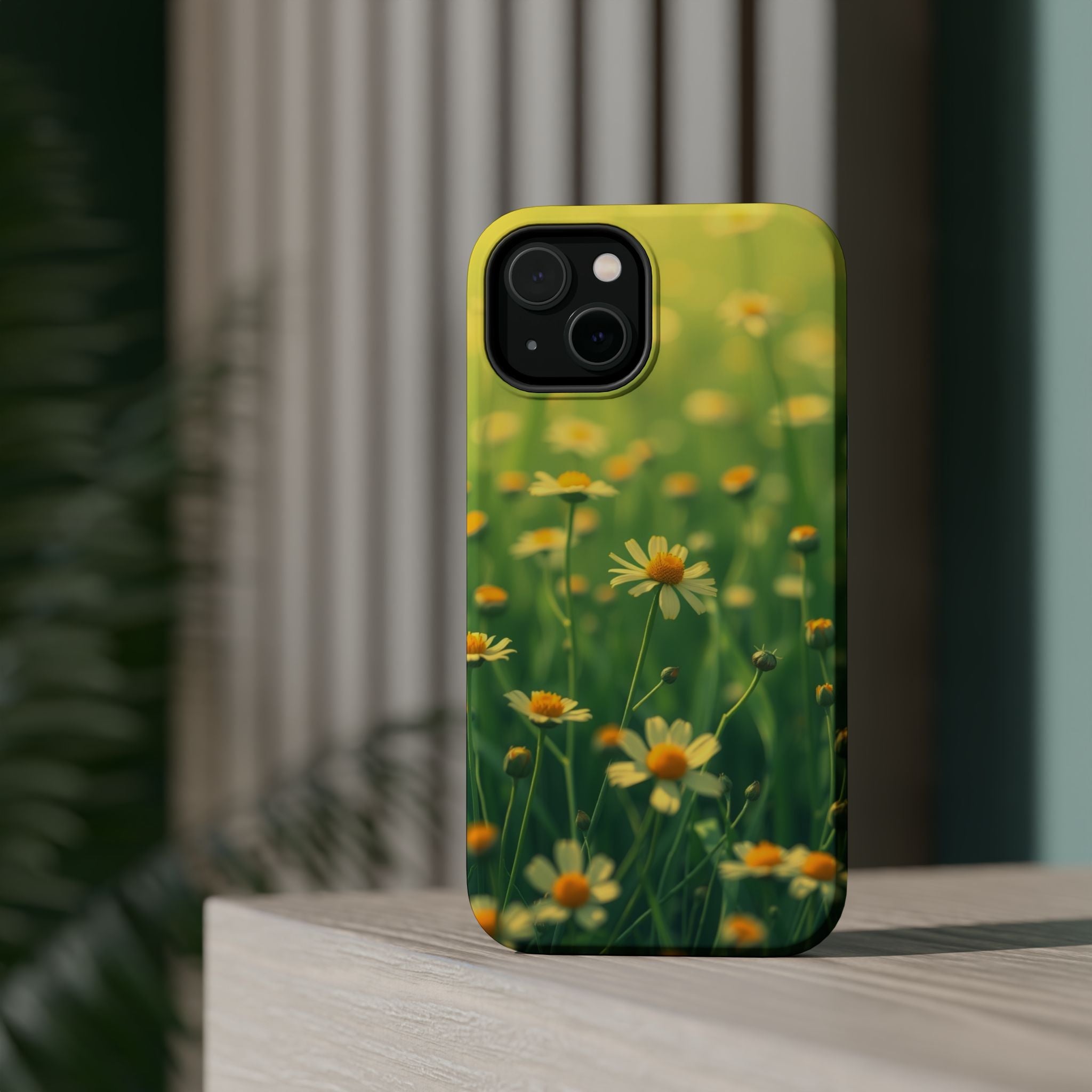 iPhone Emerald Green And Gold Wildflower Field Soft Finish Everyday · iPhone Cas