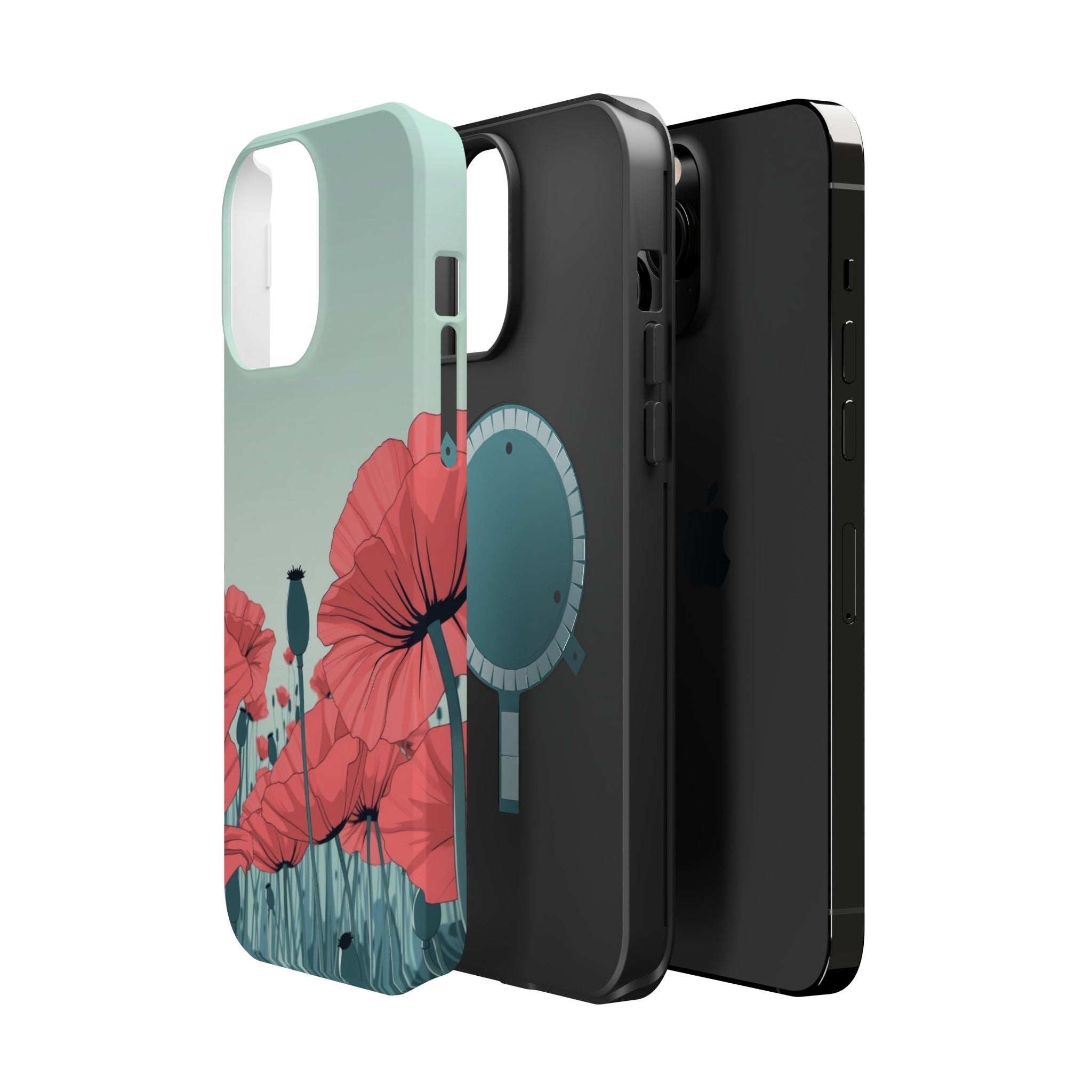 iPhone Mint And Blush Poppy Field Bold Modern Everyday Snap Case · iPhone Case