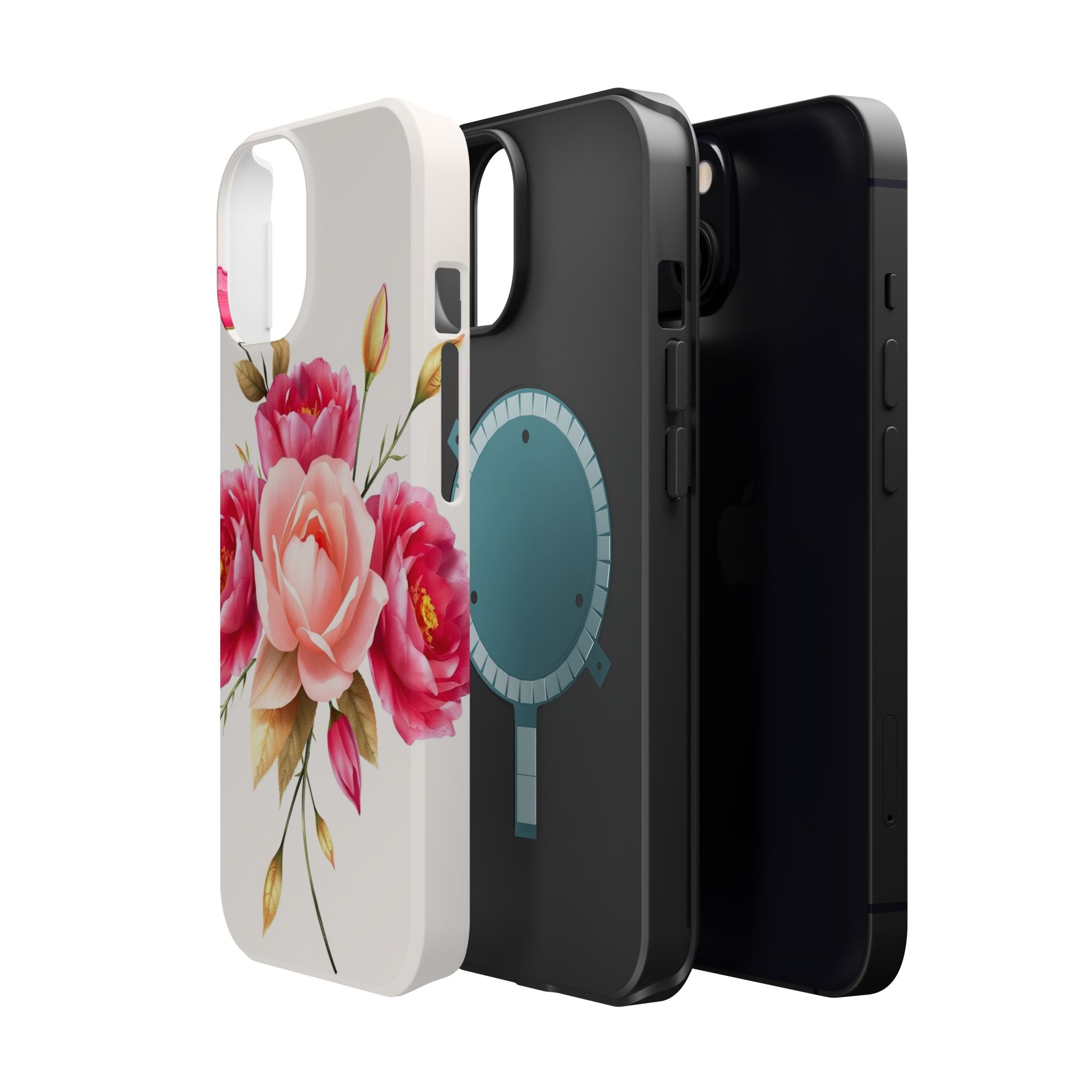 iPhone Rose Pink And Cream Neon Floral Slim Everyday Designer Case · iPhone Case