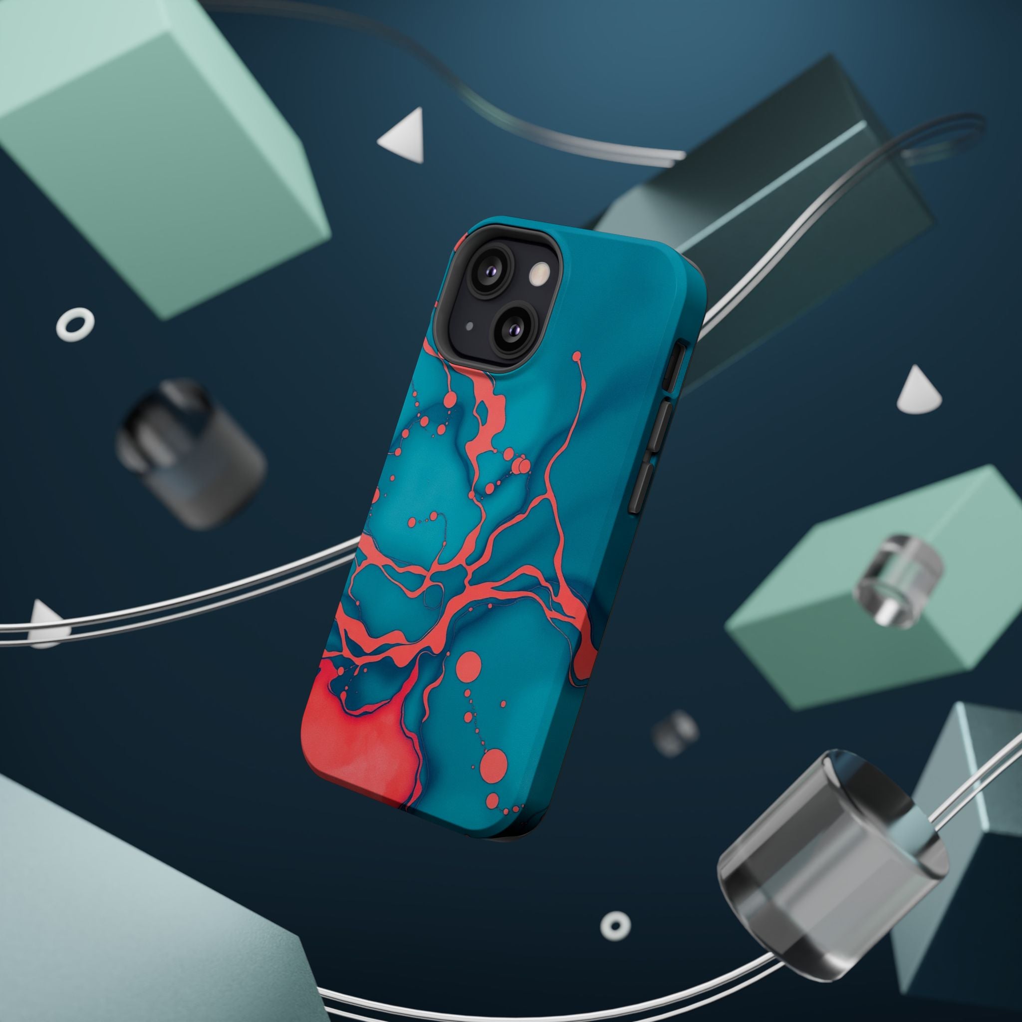 iPhone Oil Slick Teal And Coral Slim Everyday Designer Case · iPhone Case