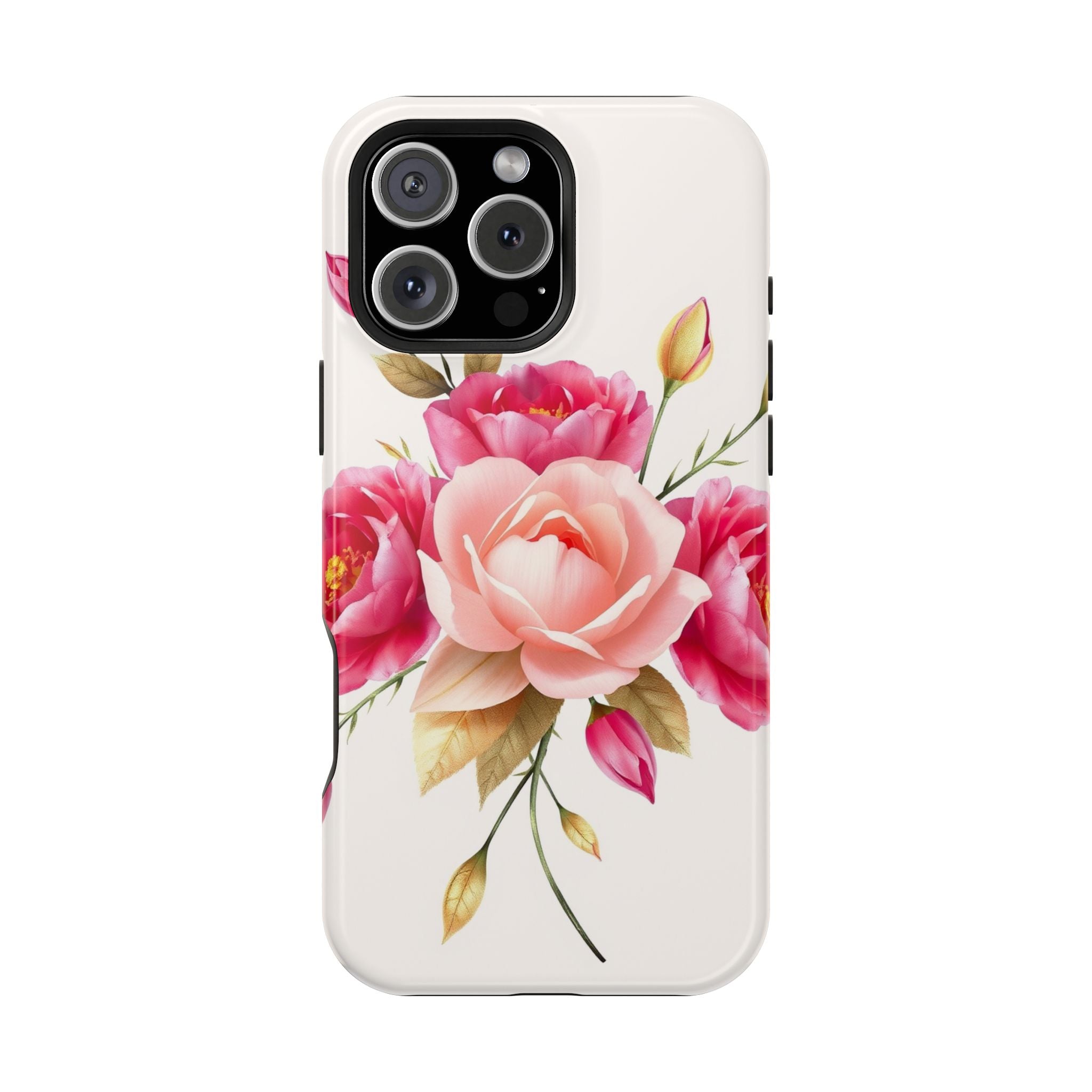 iPhone Rose Pink And Cream Neon Floral Slim Everyday Designer Case · iPhone Case