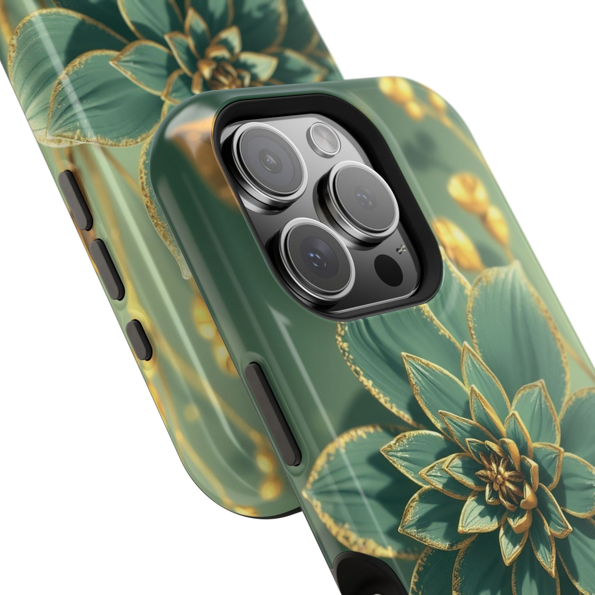 iPhone Floral Gold Foil Pixel Art -Bit Slim Everyday Designer Case · iPhone Case