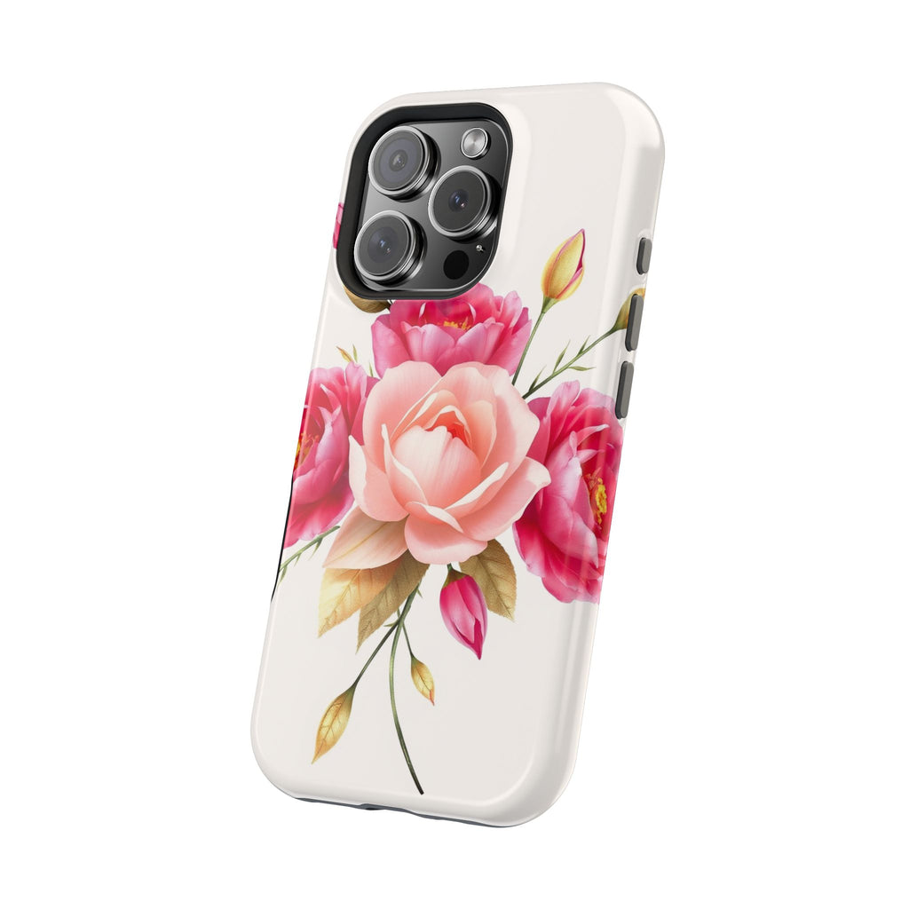 iPhone Rose Pink And Cream Neon Floral Slim Everyday Designer Case · iPhone Case