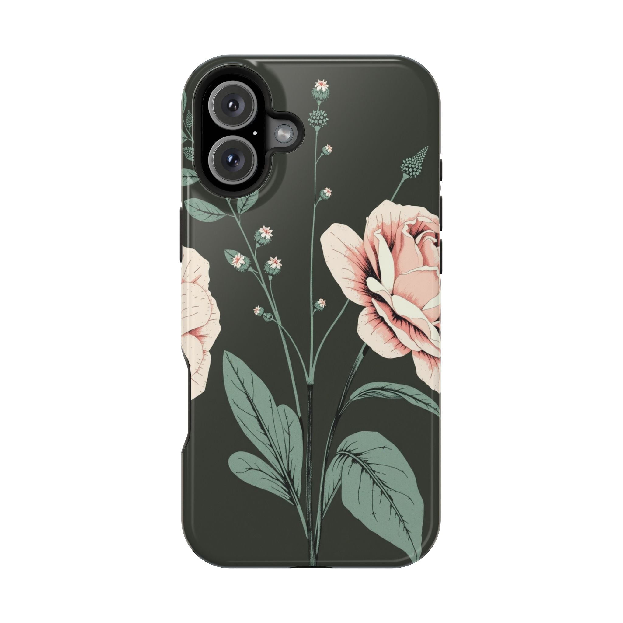 iPhone Mint And Blush Vintage Botanical Print Slim Everyday Designer Case · iPho