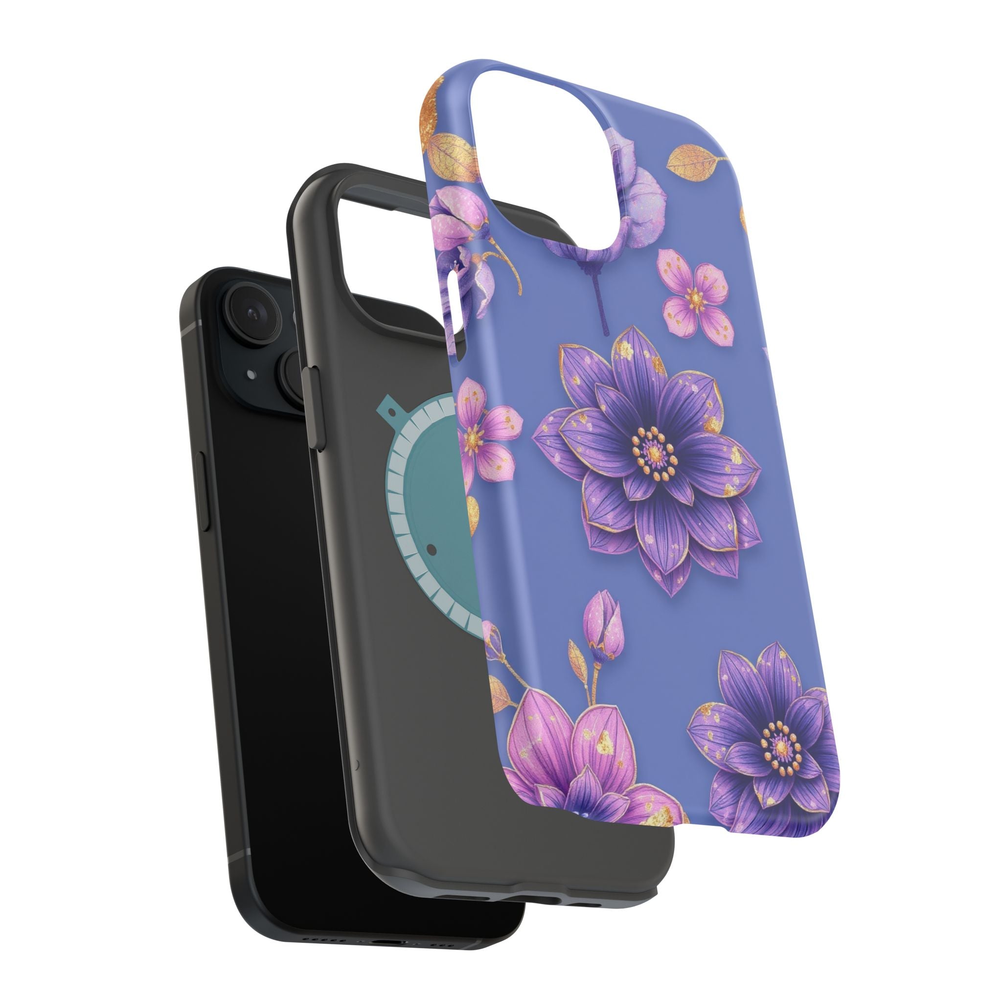 iPhone Indigo And Violet Floral Gold Foil Slim iPhone Everyday Designer · iPhone