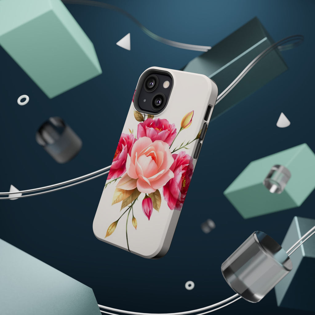 iPhone Rose Pink And Cream Neon Floral Slim Everyday Designer Case · iPhone Case
