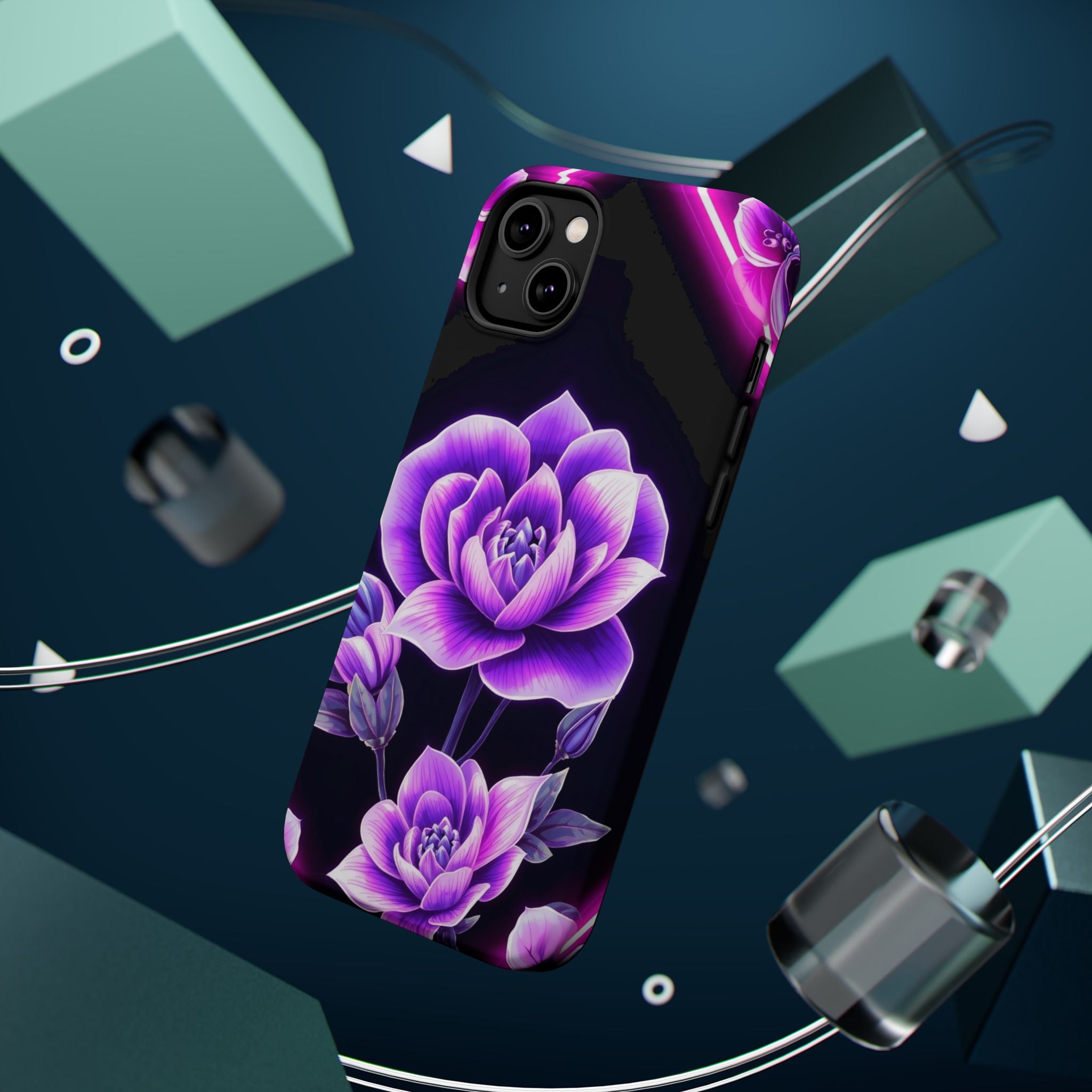 iPhone Floral Ombre Neon Cyberpunk Bold Modern Everyday Snap Case · iPhone Case