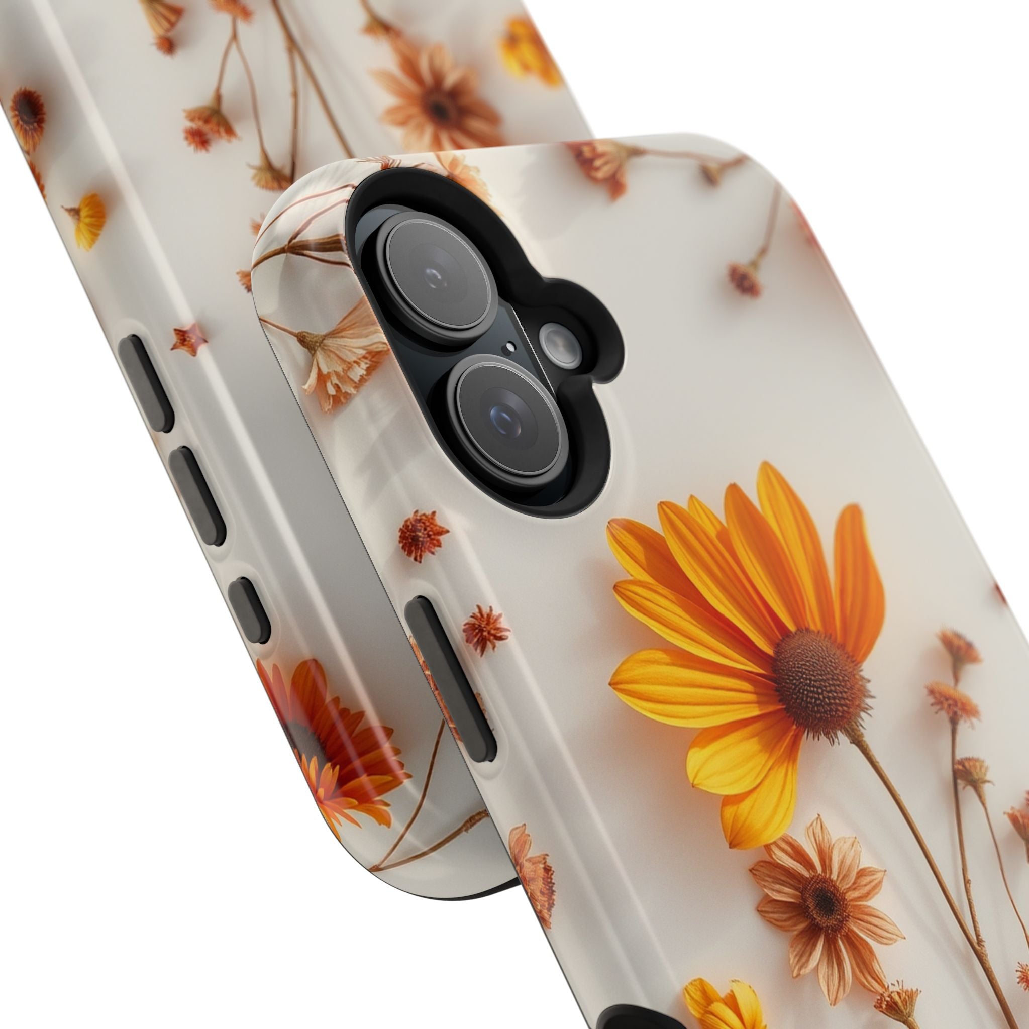 iPhone Mustard And Rust Dried Flower Flat Lay Carry Case Slim Snap Case · iPhone
