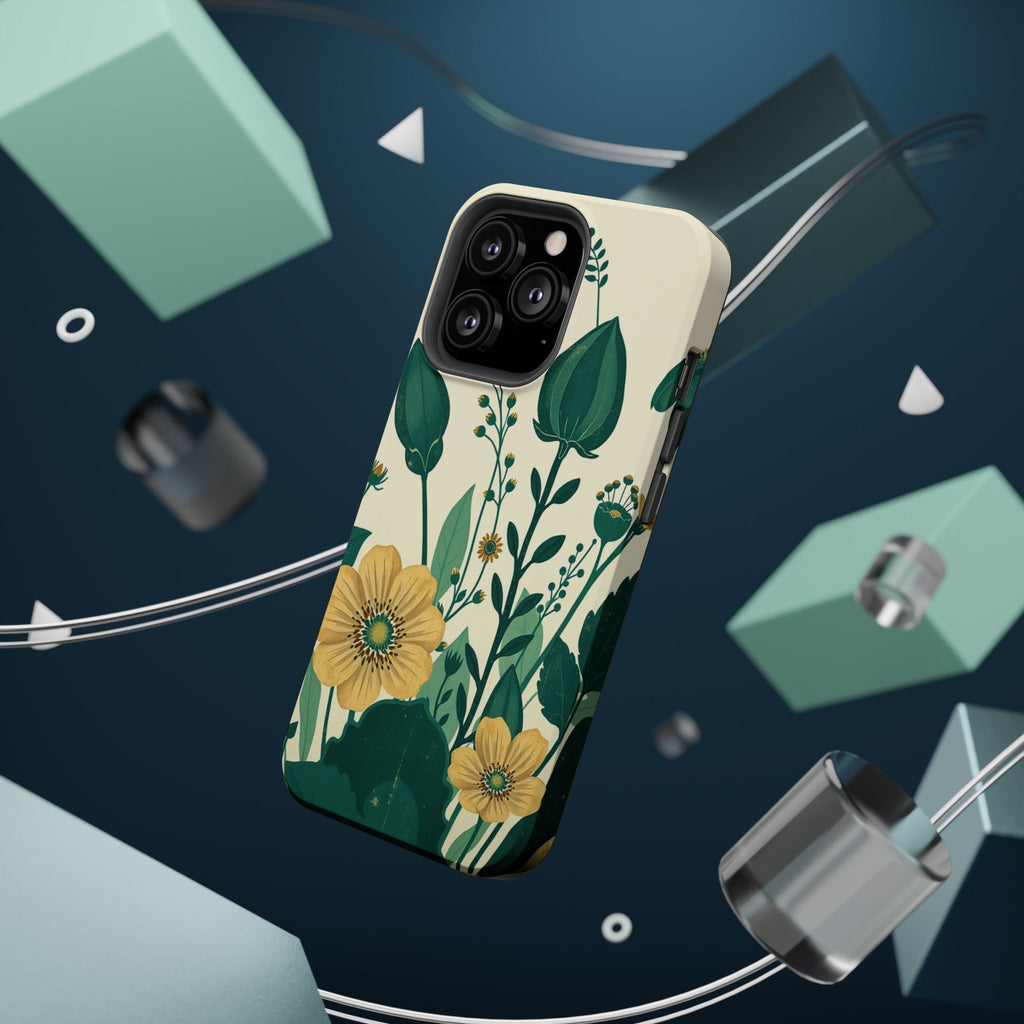iPhone Emerald Green And Gold Pressed Botanicals Clean iPhone Minimal · iPhone C