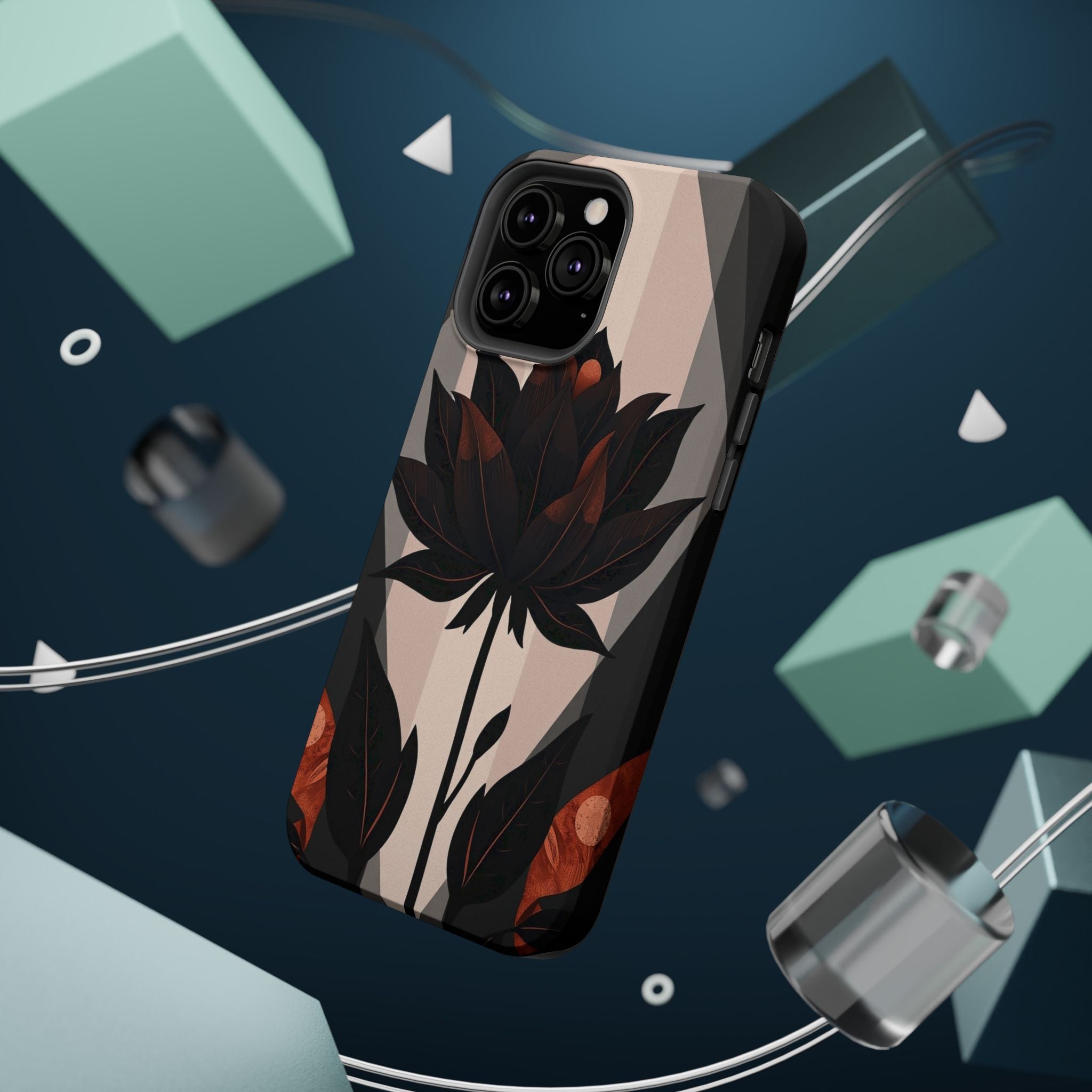 iPhone Charcoal And Copper Floral Silhouette Slim iPhone Everyday · iPhone Case