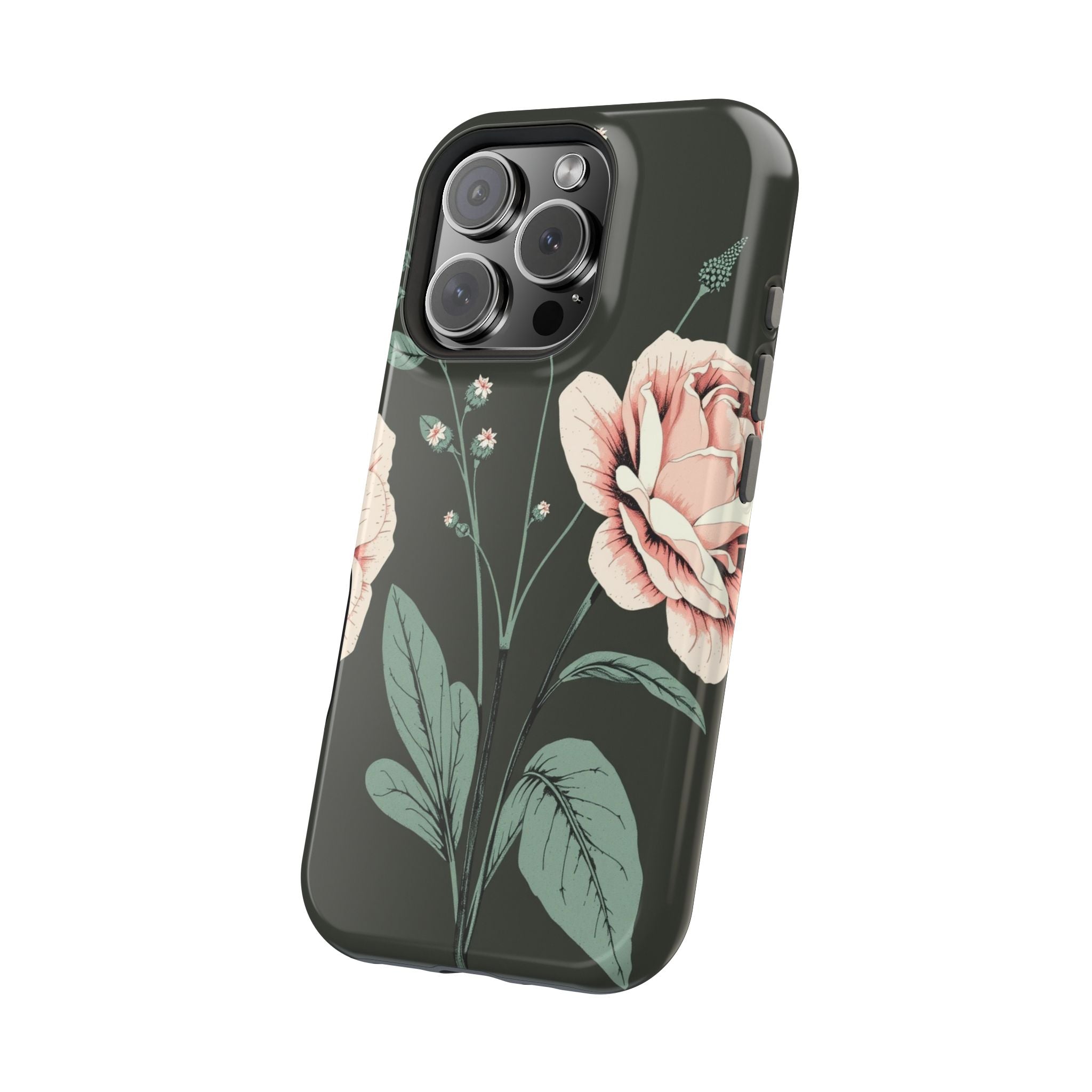 iPhone Mint And Blush Vintage Botanical Print Slim Everyday Designer Case · iPho