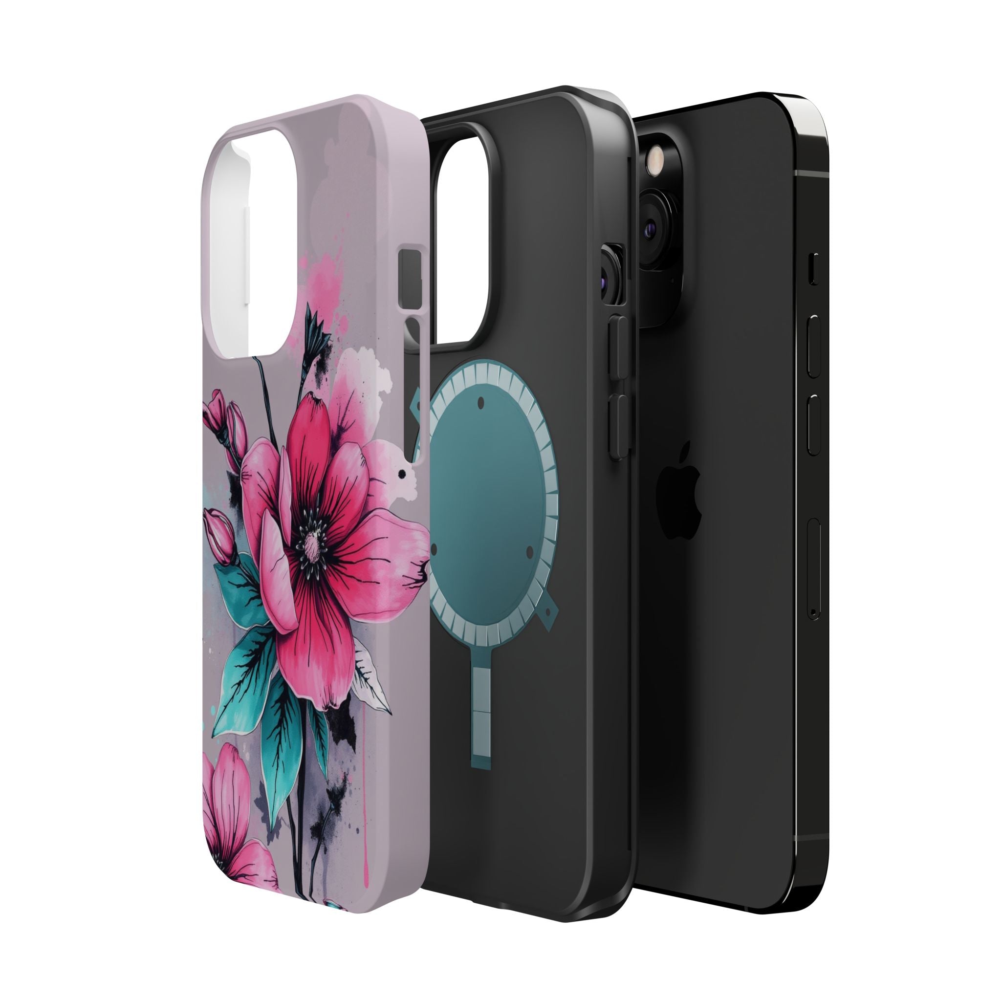 iPhone Mint And Blush Floral Ink Wash Slim Everyday Designer Case · iPhone Case