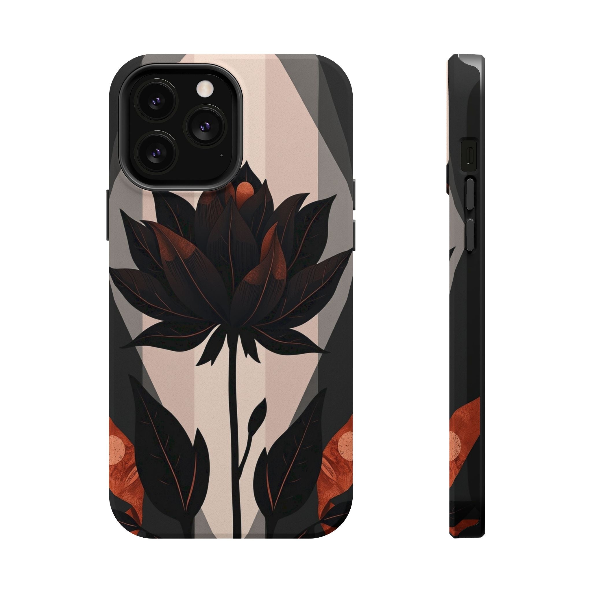 iPhone Charcoal And Copper Floral Silhouette Slim iPhone Everyday · iPhone Case