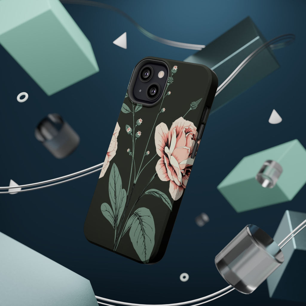 iPhone Mint And Blush Vintage Botanical Print Slim Everyday Designer Case · iPho