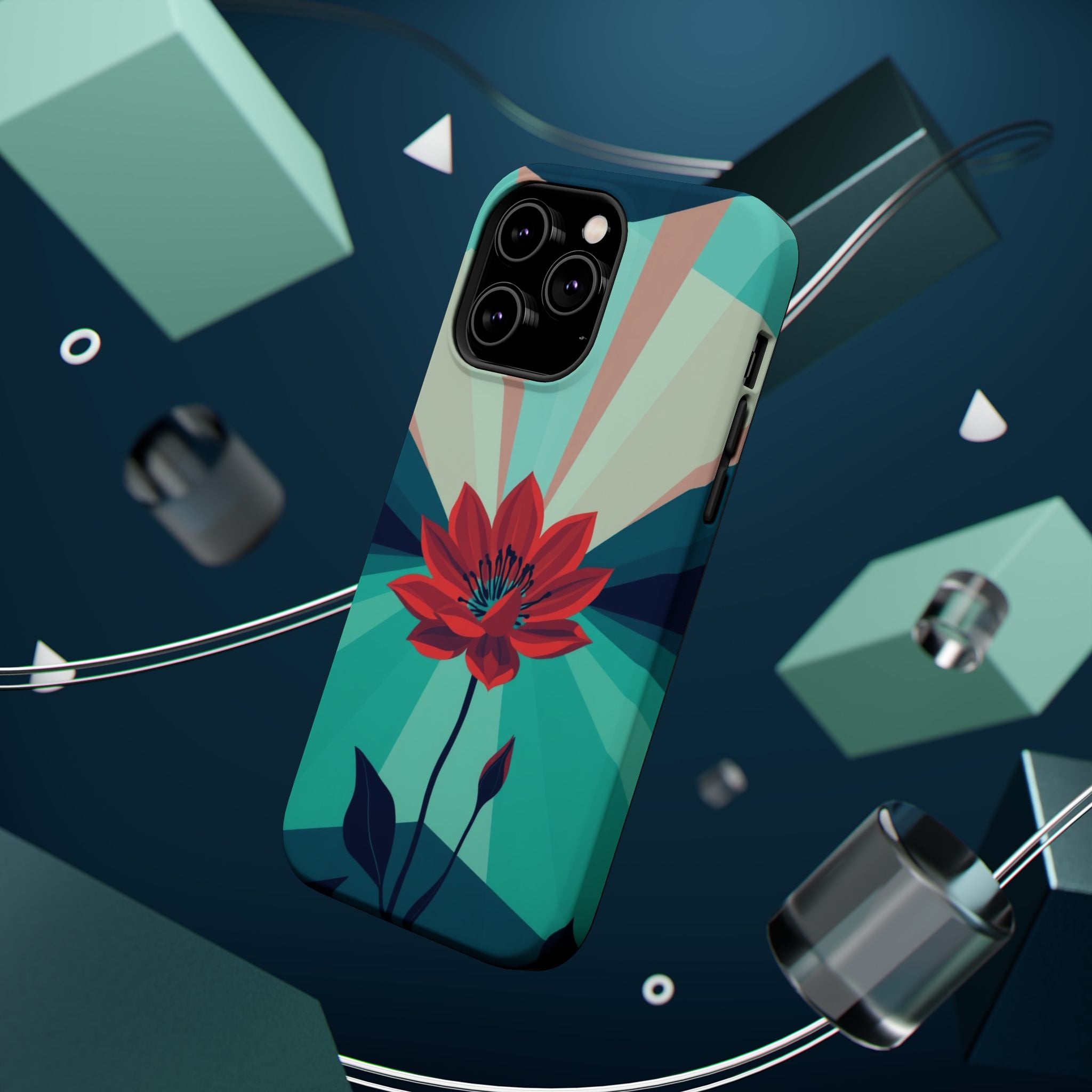 iPhone Teal And Coral Night Bloomer Slim Everyday Designer Case · iPhone Case