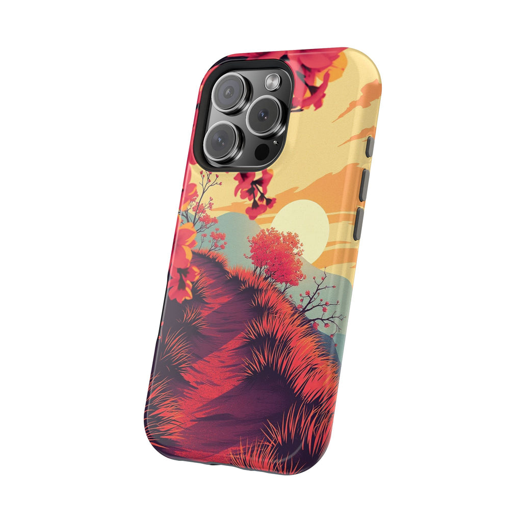 iPhone Sunset Amber And Peach Blossom Trail Soft iPhone 15 Finish · iPhone Case