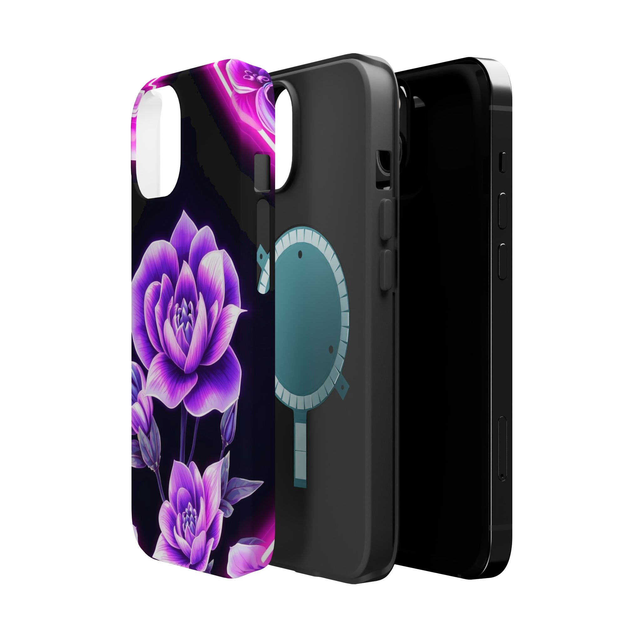 iPhone Floral Ombre Neon Cyberpunk Bold Modern Everyday Snap Case · iPhone Case