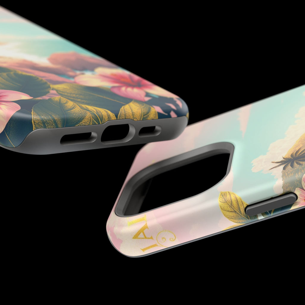 iPhone Mint And Blush Hibiscus Coast Slim Everyday iPhone 14 Designer · iPhone C