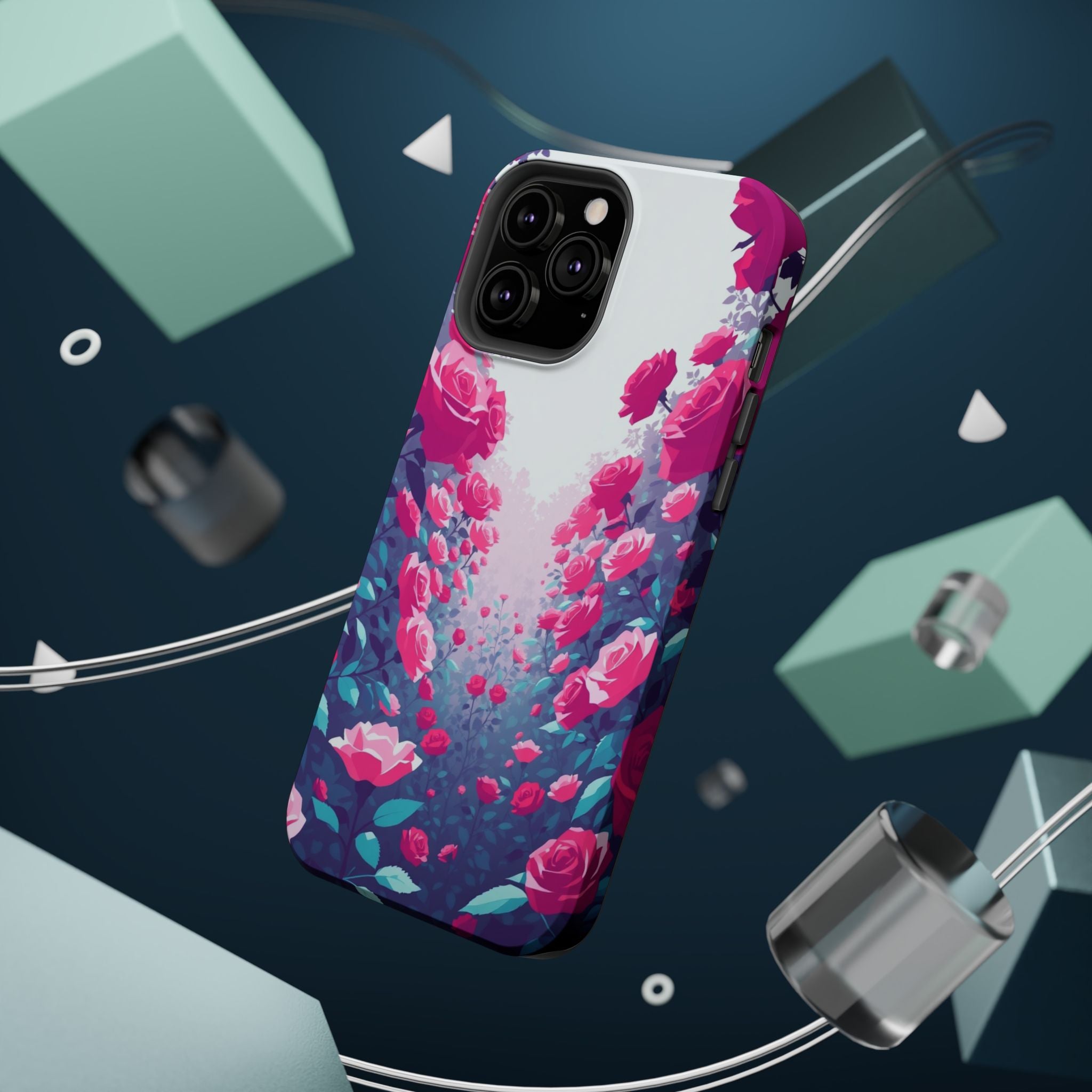 iPhone Cyan And Magenta Rose Garden Slim Everyday Designer Case · iPhone Case
